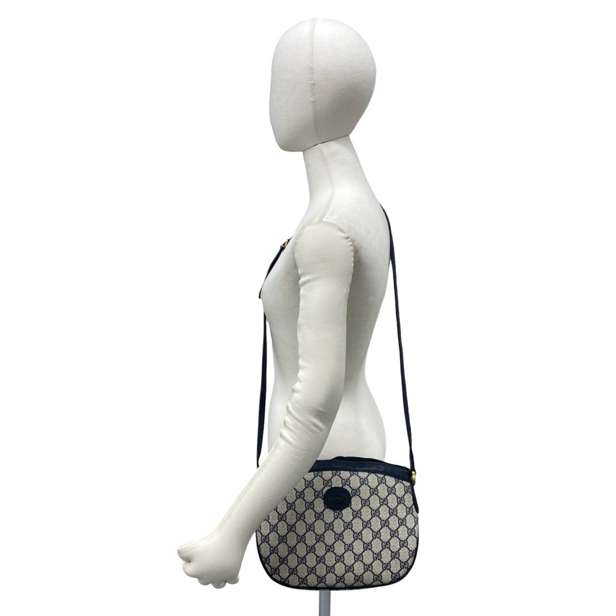 Gucci Navy Leather Pvc Pochette Shoulder Bag (Pre-Owned)