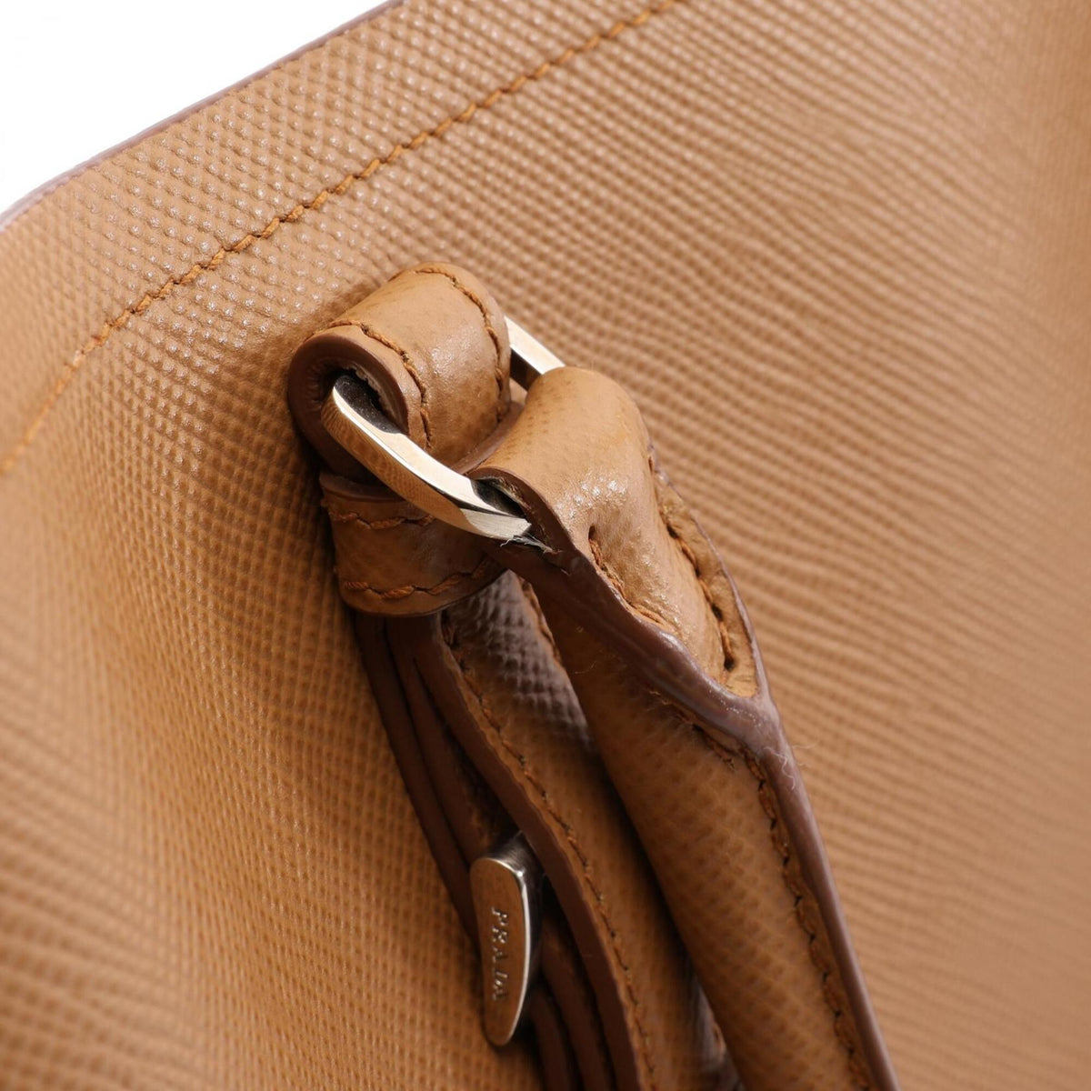 Prada Brown Leather Handbag Tote Bag (Pre-Owned)