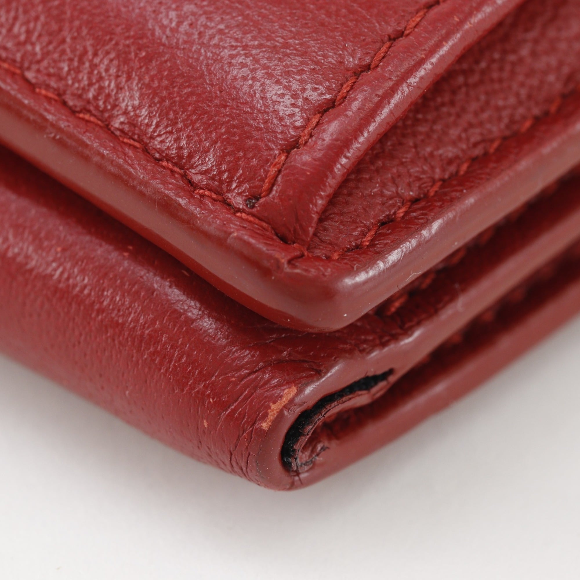 Balenciaga Red Color Leather Wallet (Tri-Fold) (Pre-Owned)