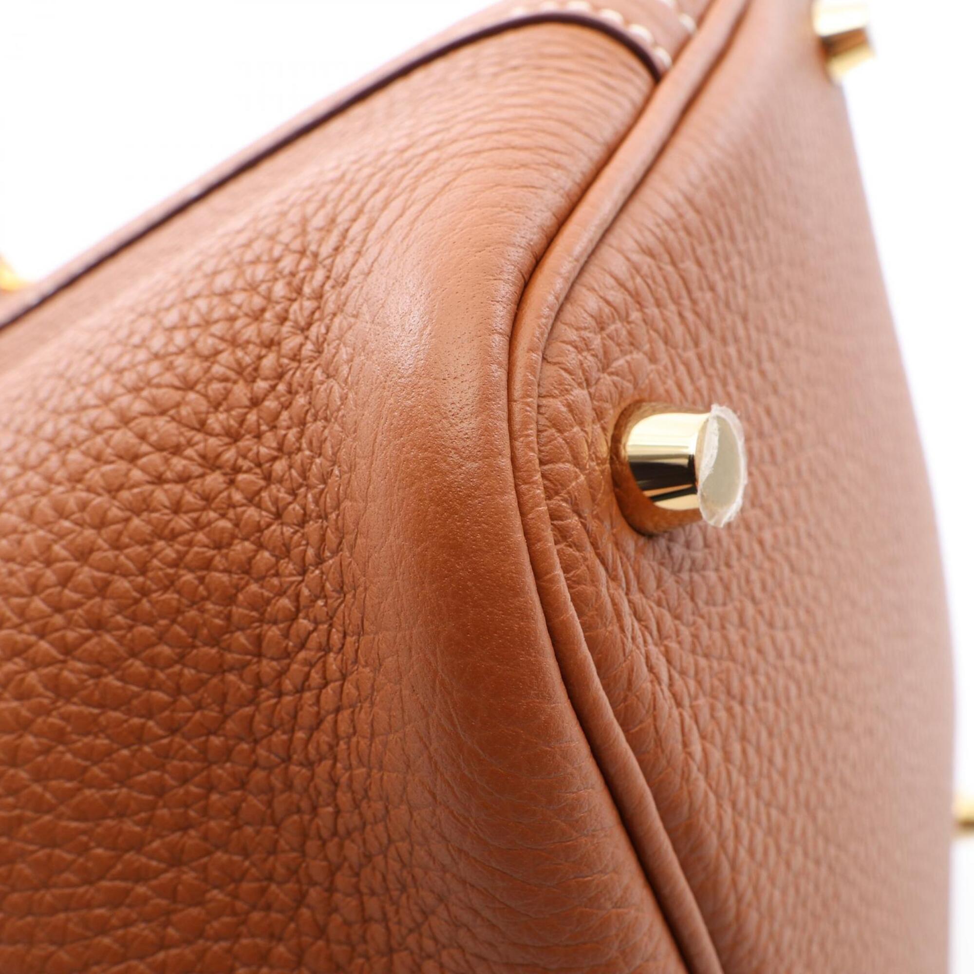 Hermes Brown Gold Brown Taurillon Clemence Leather Handbag (Pre-Owned)
