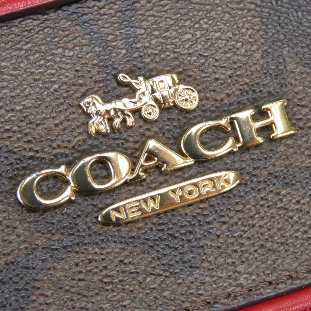 Coach Signature Brown Red Color Signature Line Handbag (Pre-Owned)