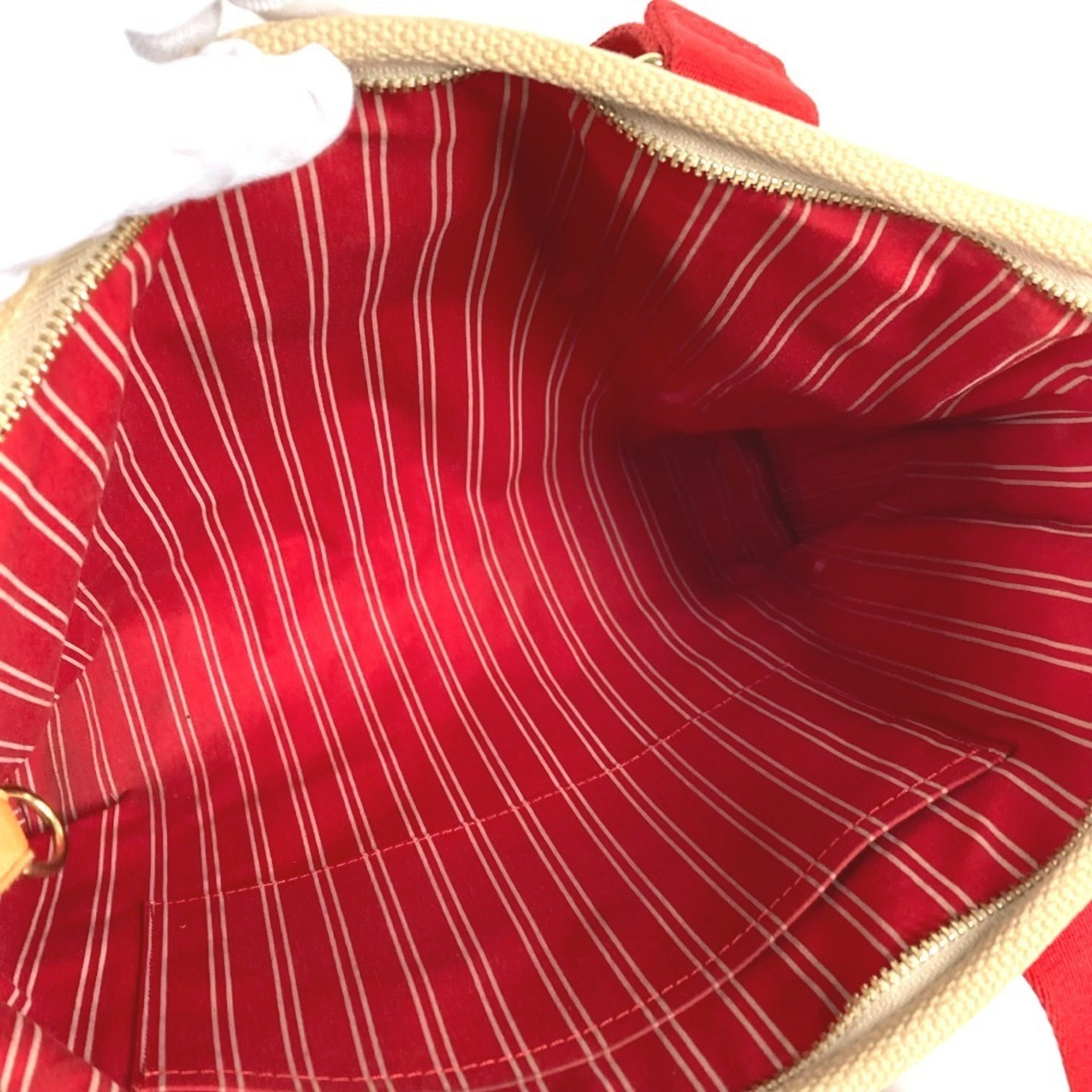 Louis Vuitton Beige Red Color Canvas Shoulder Bag Tote Bag (Pre-Owned)