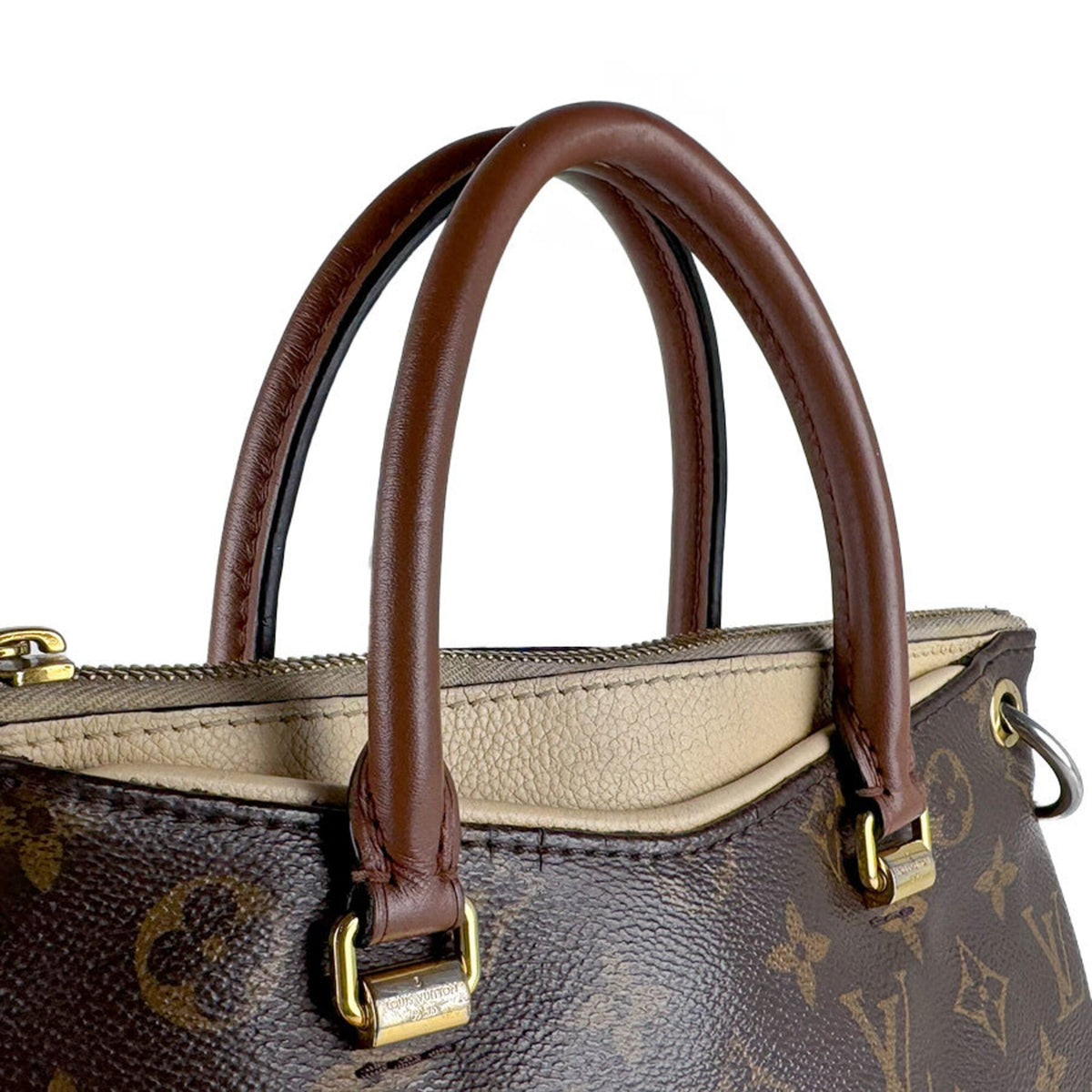 Louis Vuitton Brown Light Beige Monogram Monogram Leather Handbag (Pre-Owned)