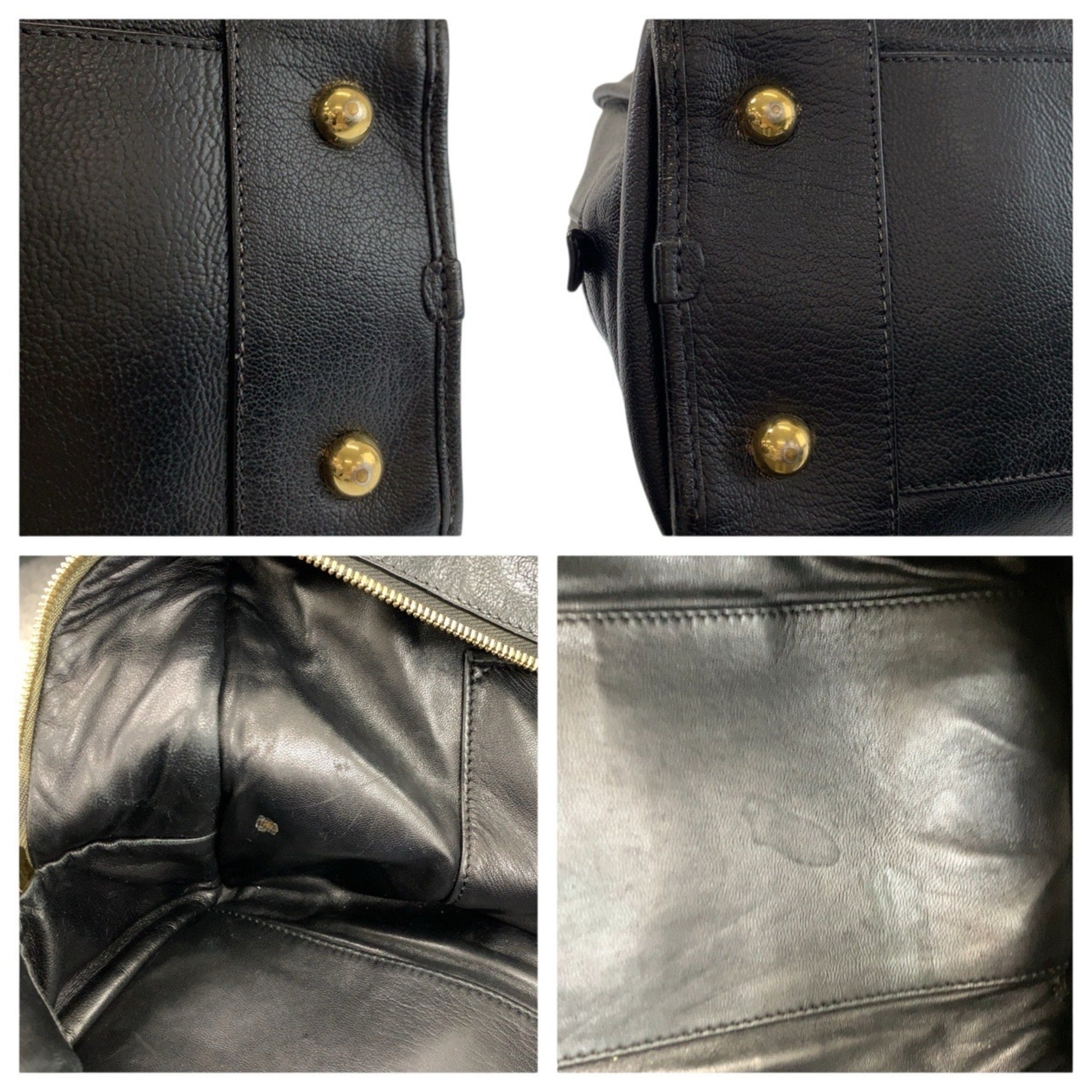 Loewe Black Leather Boston Bag Handbag (Pre-Owned)