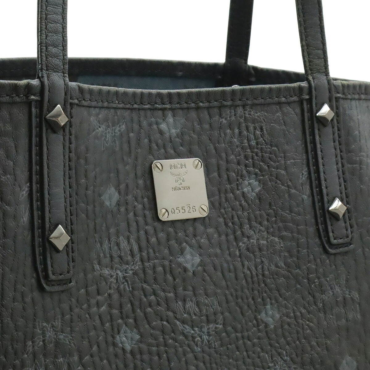 Mcm Black Blue Canvas Pouch Shoulder Bag Tote Bag (Pre-Owned)