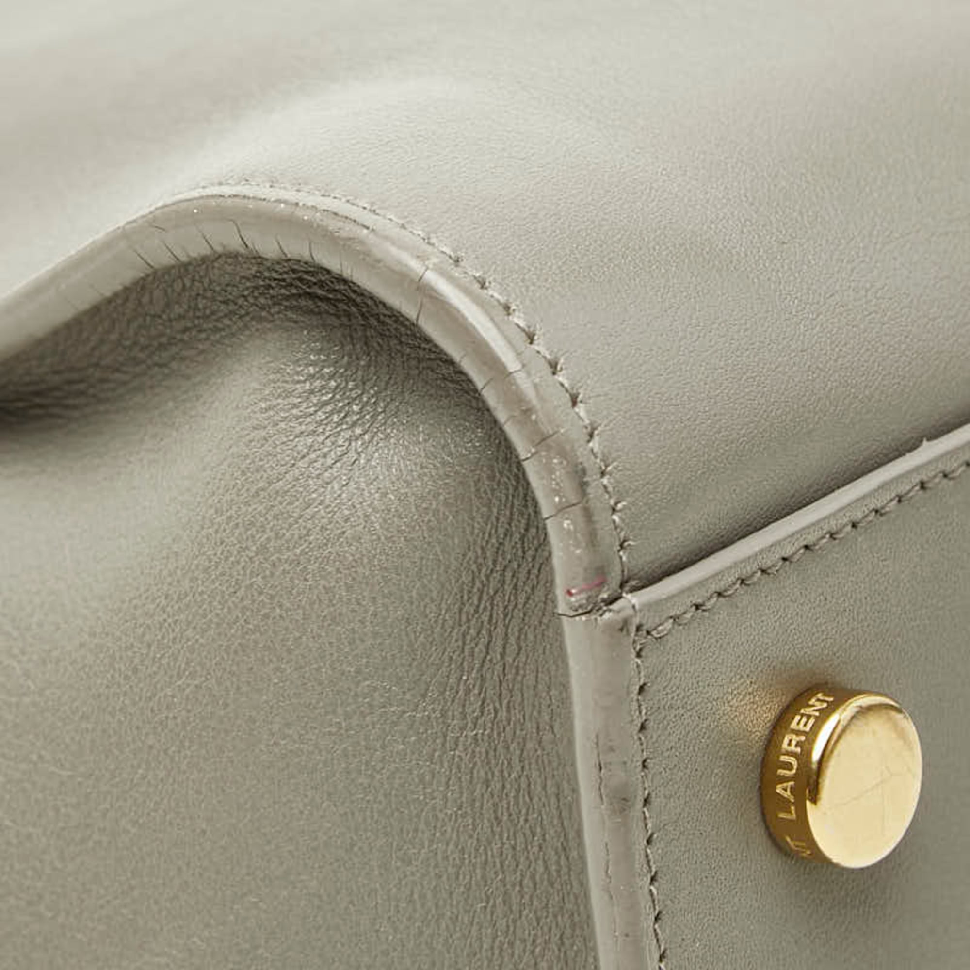 Saint Laurent Gray Leather Handbag Shoulder Bag (Pre-Owned)