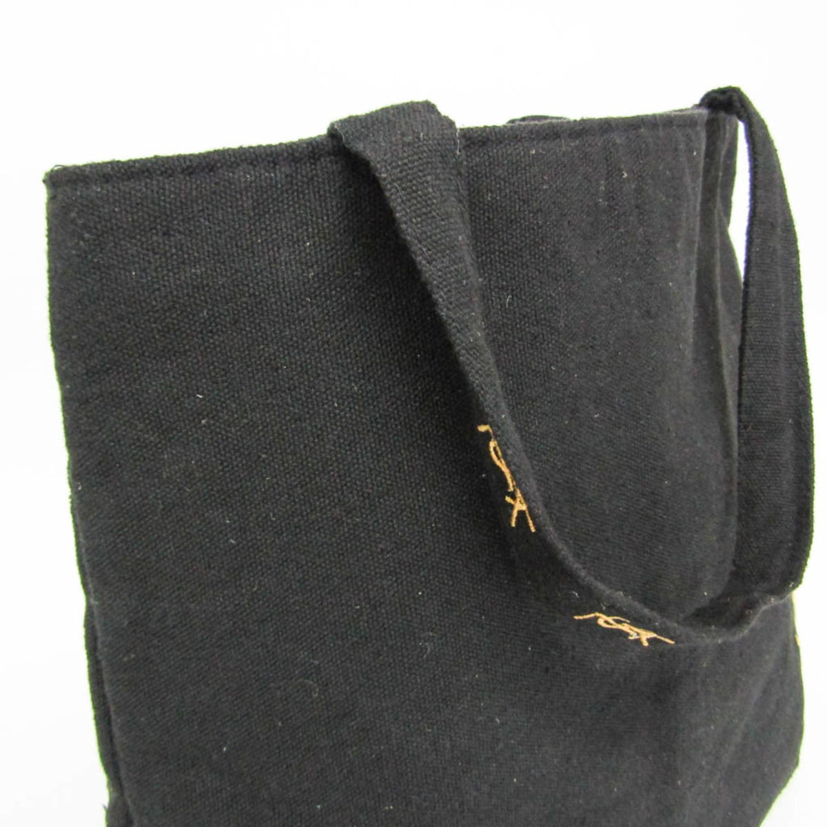Yves Saint Laurent Black Canvas Handbag Tote Bag (Pre-Owned)