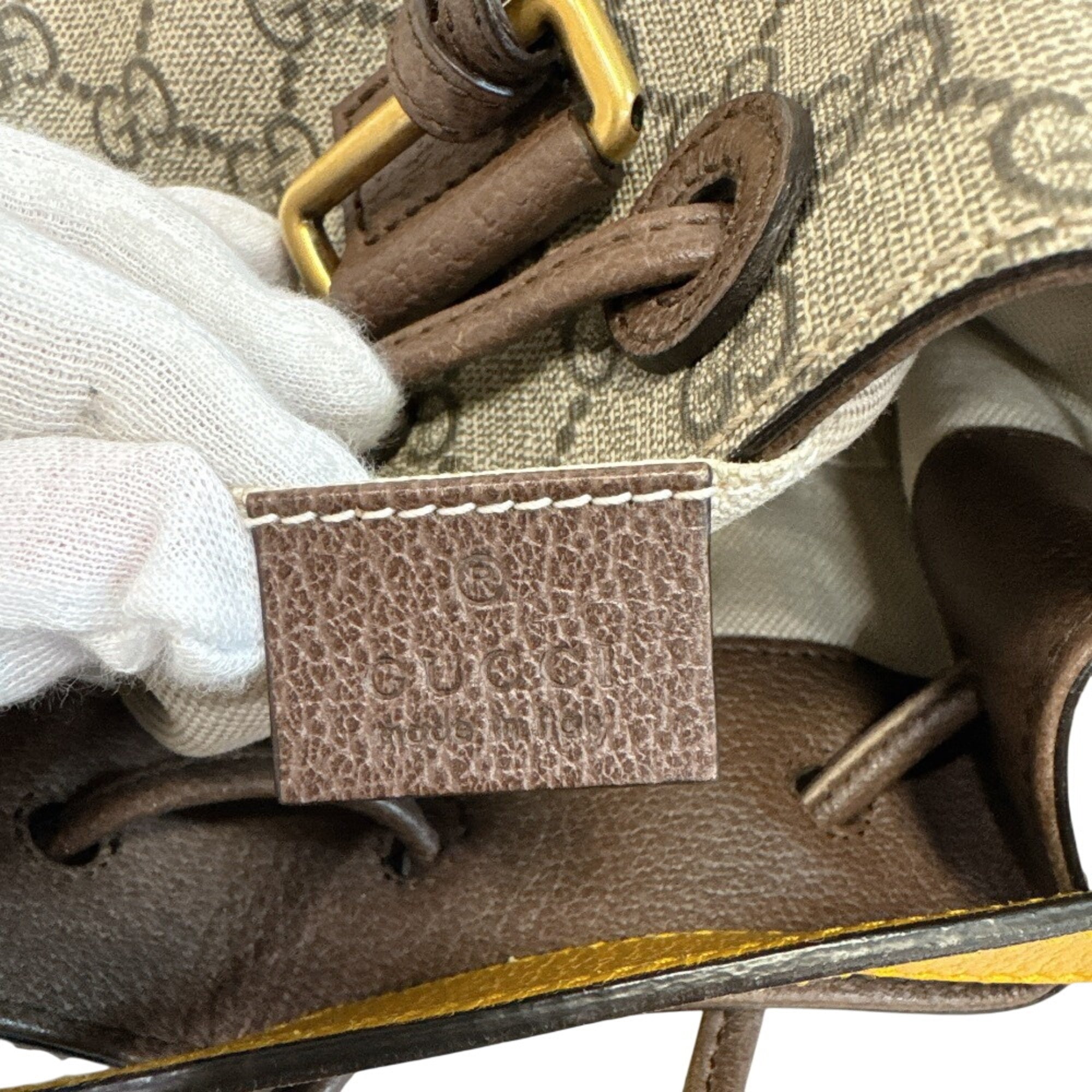 Gucci Beige Brown Yellow Pvc Leather Handbag Shoulder Bag (Pre-Owned)