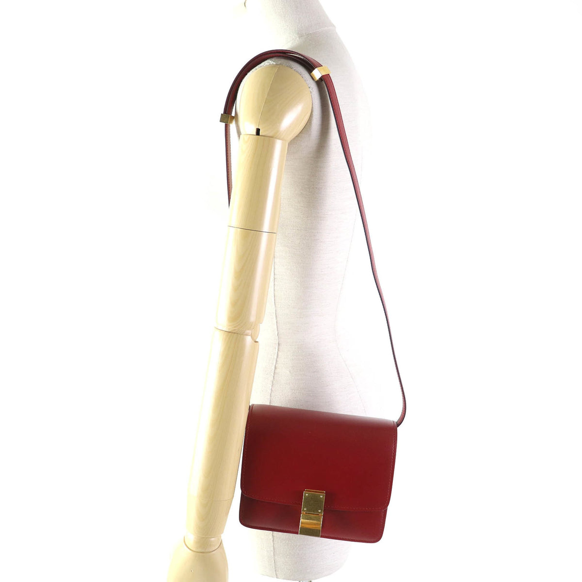 Celine Red Color Leather Shoulder Bag (Pre-Owned)