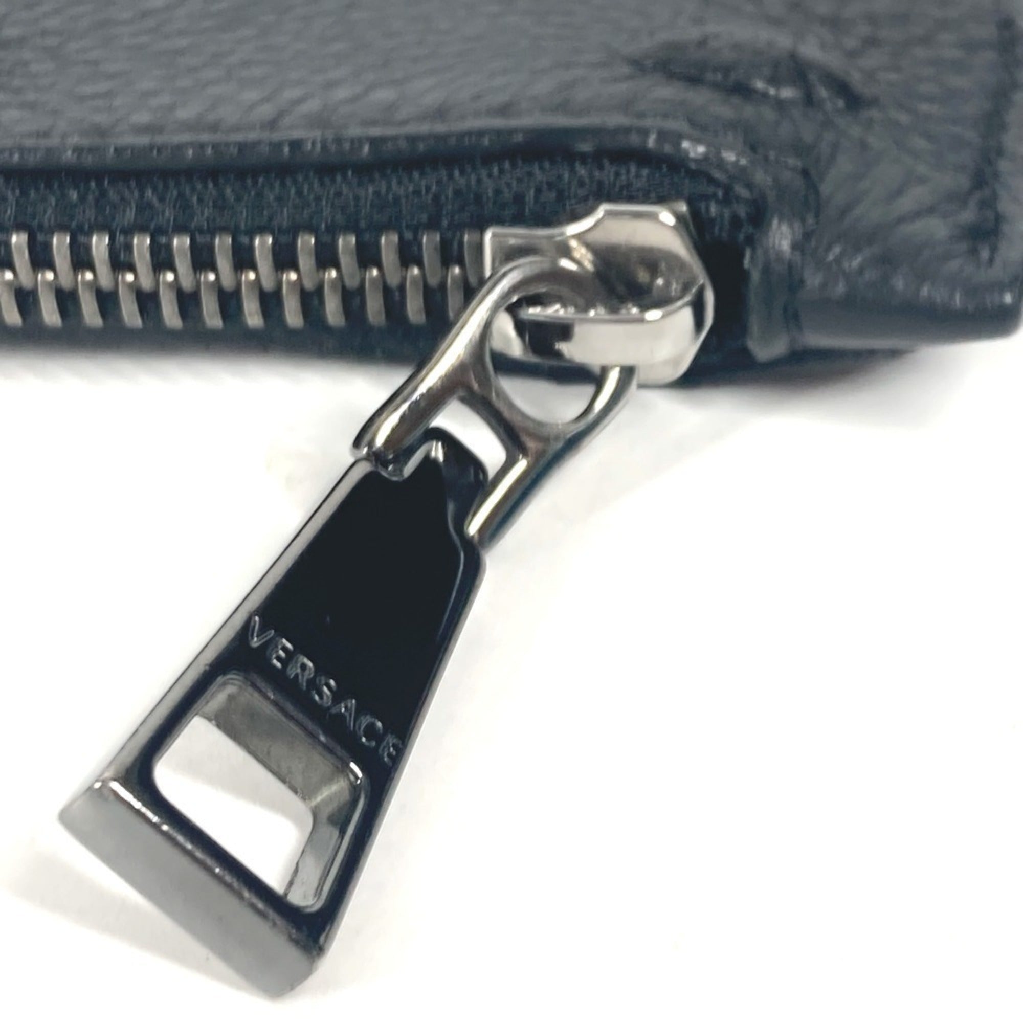 Versace Black Leather Clutch Bag Pouch (Pre-Owned)