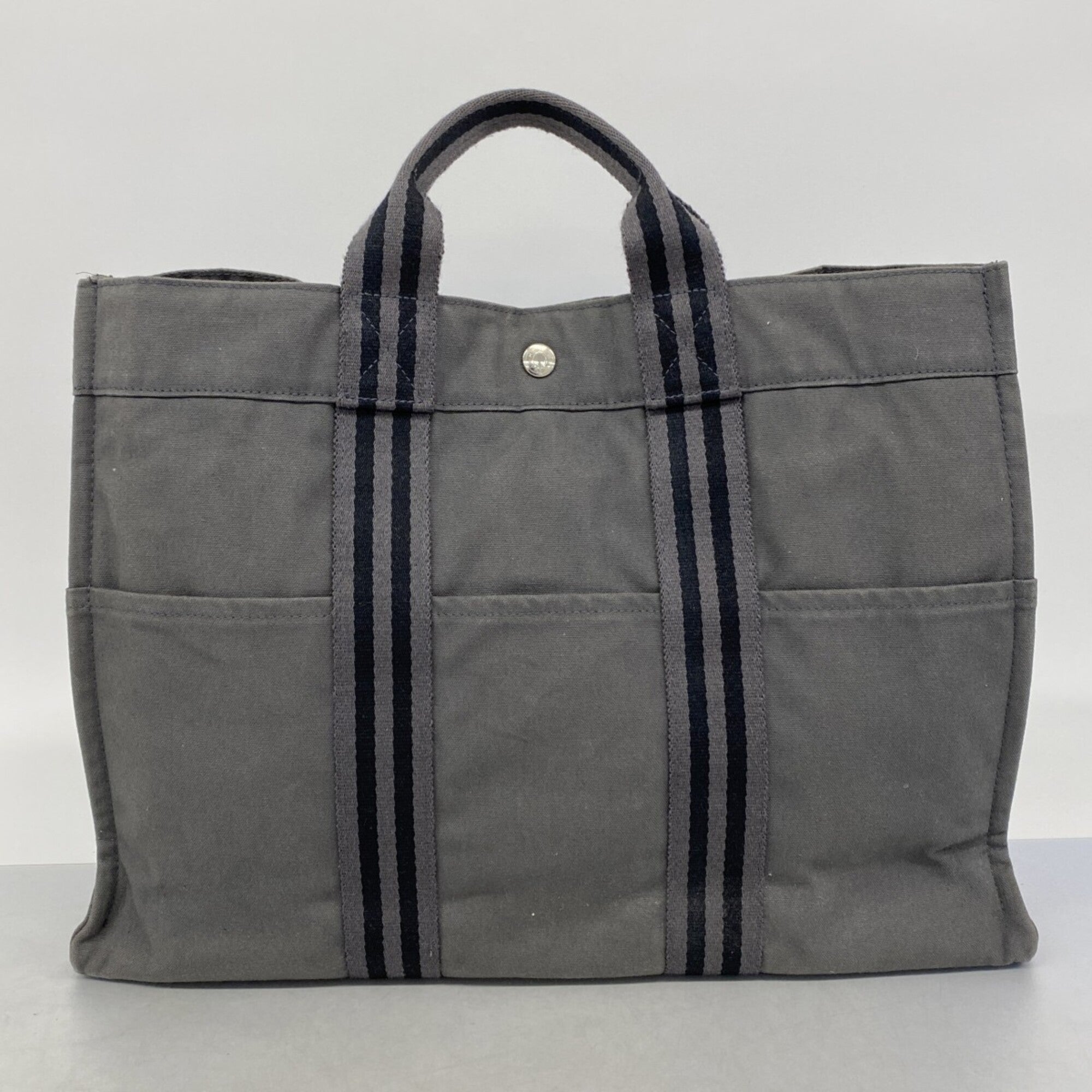 Hermes Gray Canvas Tote Bag (Pre-Owned)