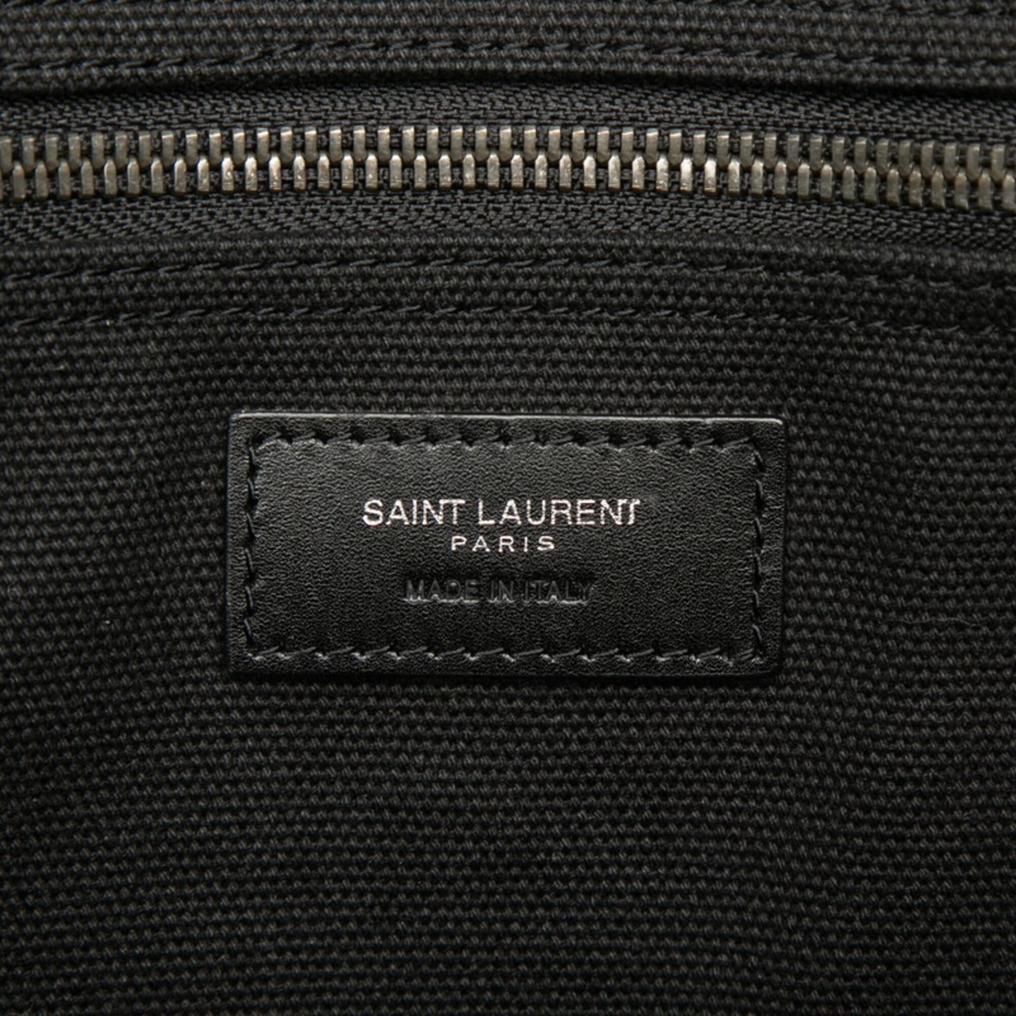 Saint Laurent Black Canvas Leather Handbag Tote Bag (Pre-Owned)