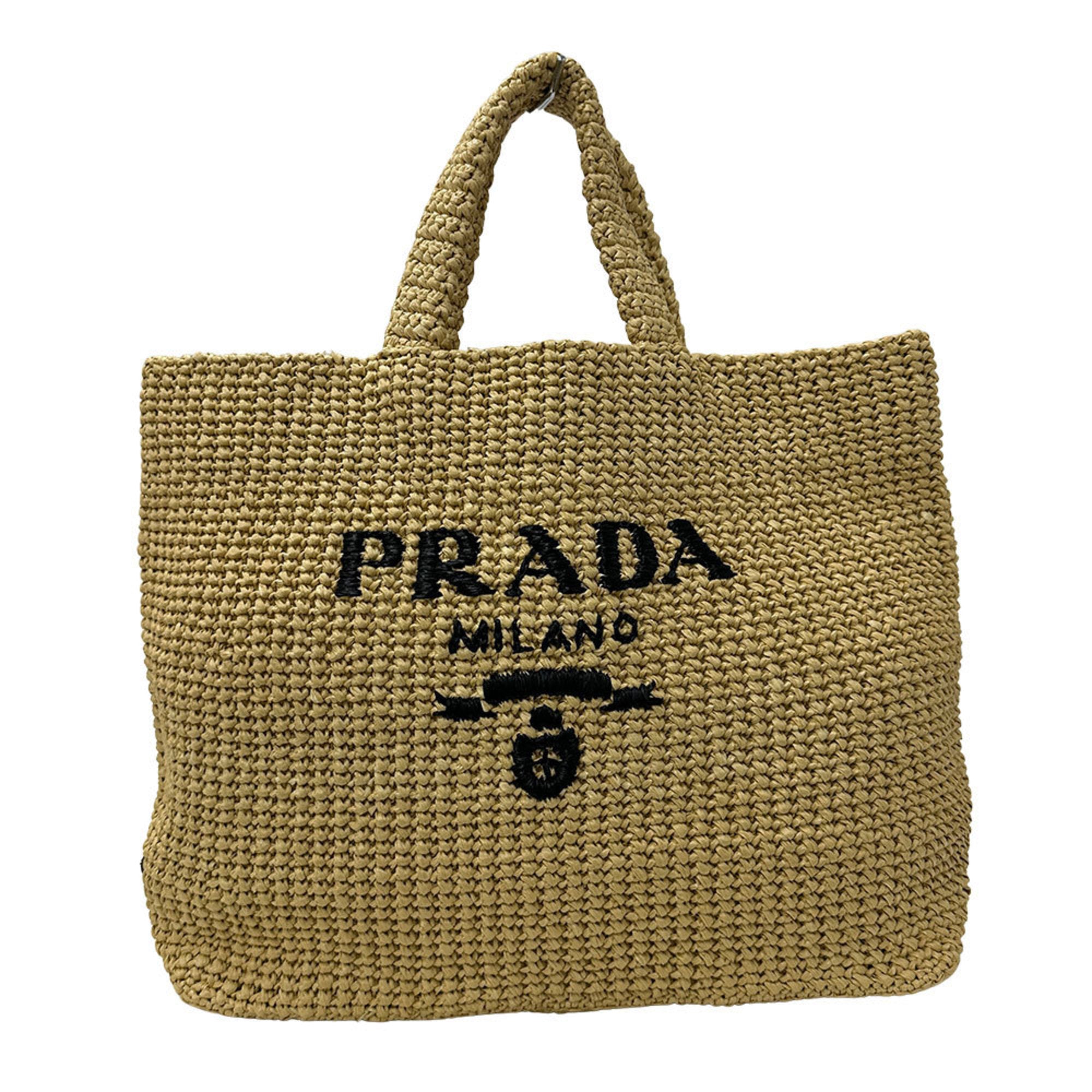 Prada Yellow Raffia Handbag Tote Bag (Pre-Owned)