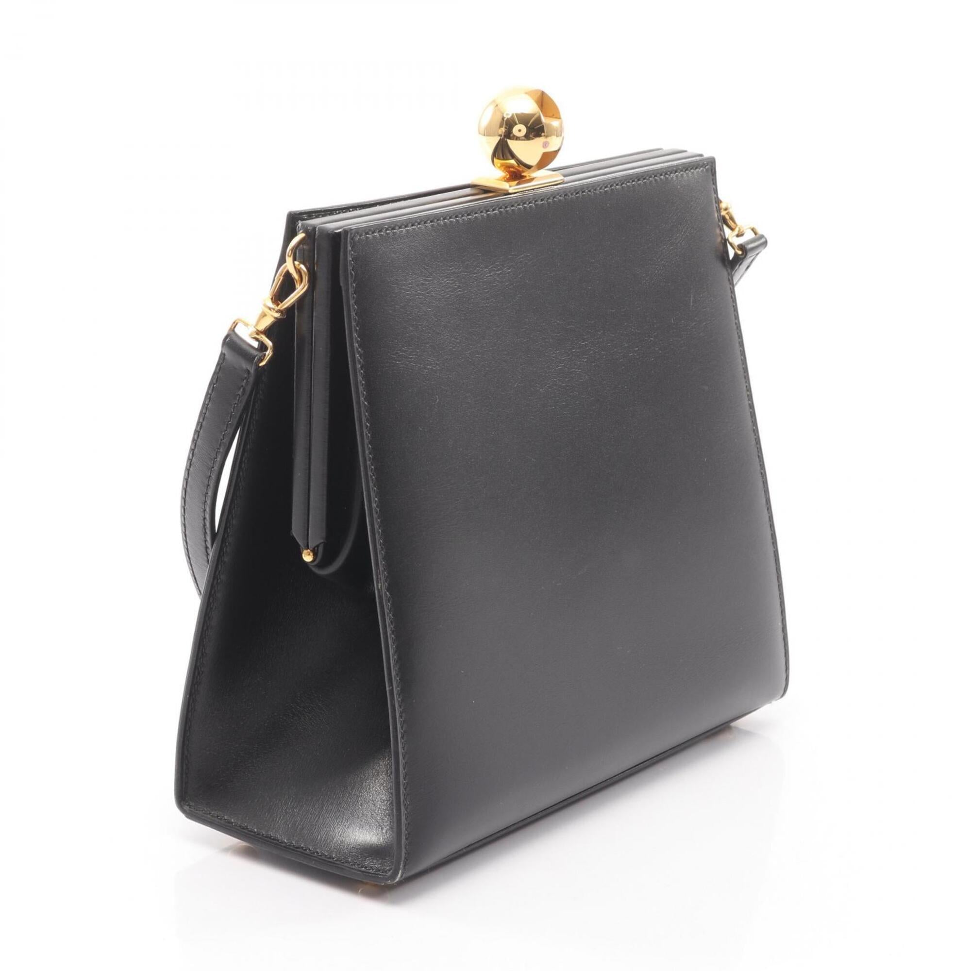 Hermes Black Box Calf Leather Handbag Shoulder Bag (Pre-Owned)