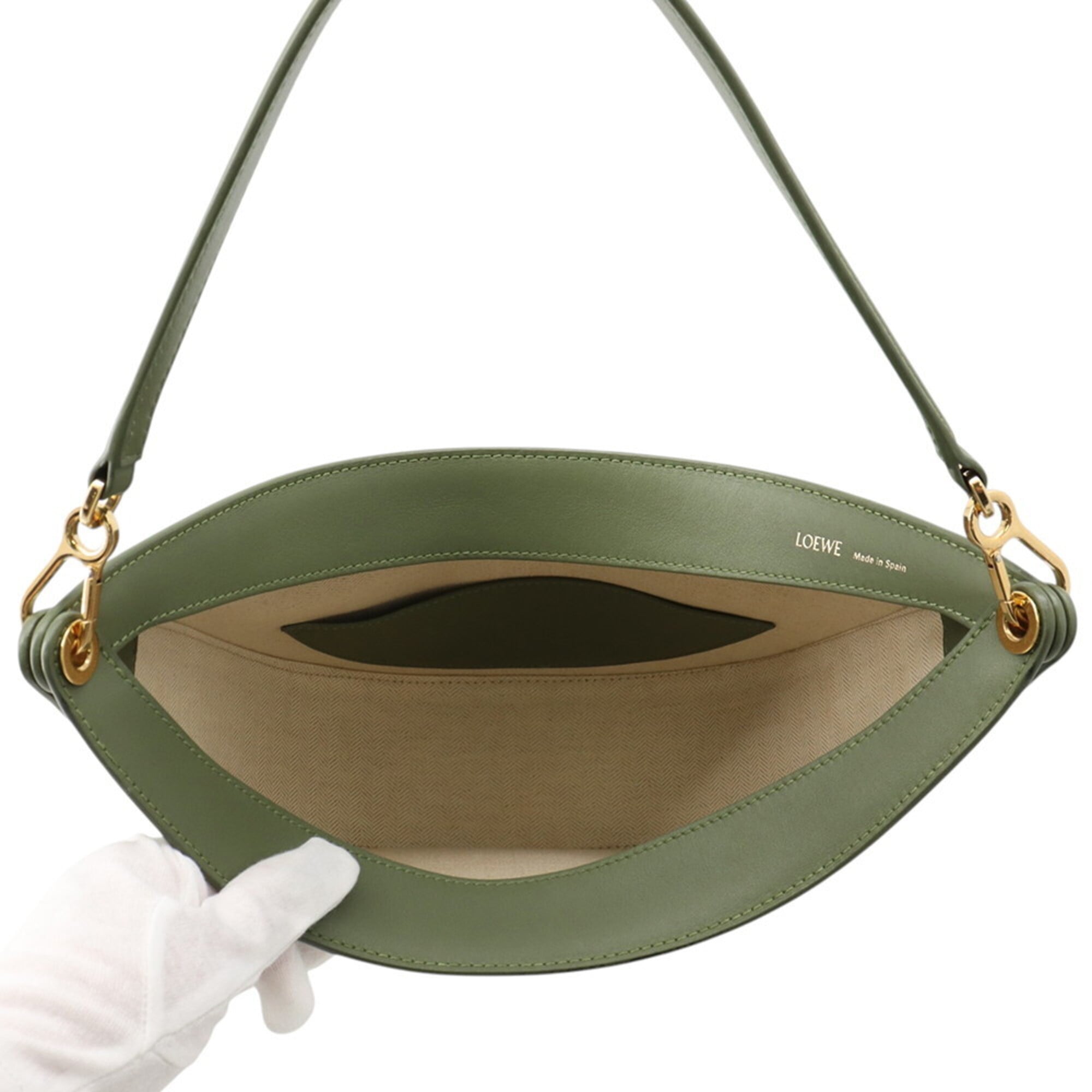 Loewe Khaki Jacquard Leather Handbag Shoulder Bag (Pre-Owned)