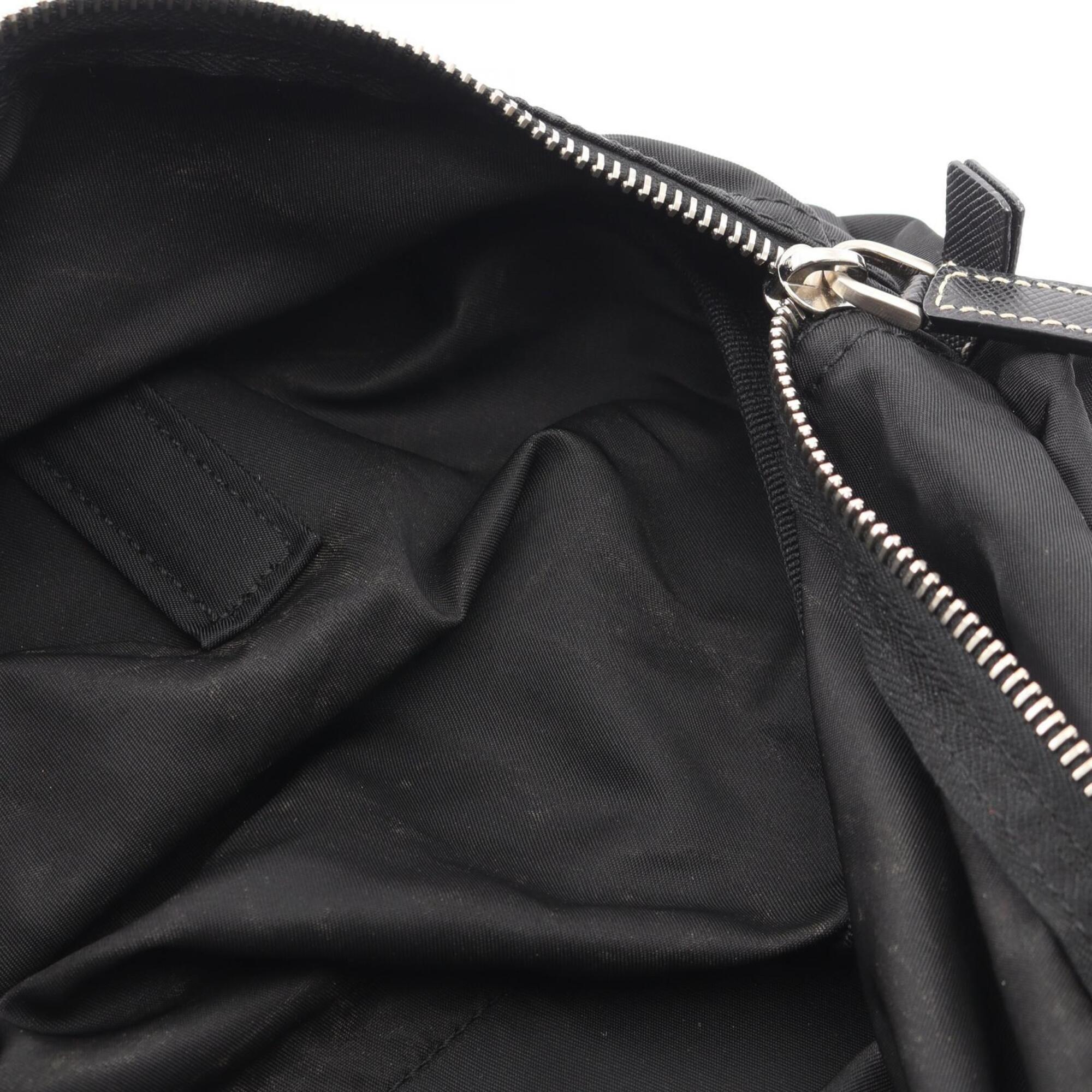 Prada Black Nylon Leather Handbag Tote Bag (Pre-Owned)