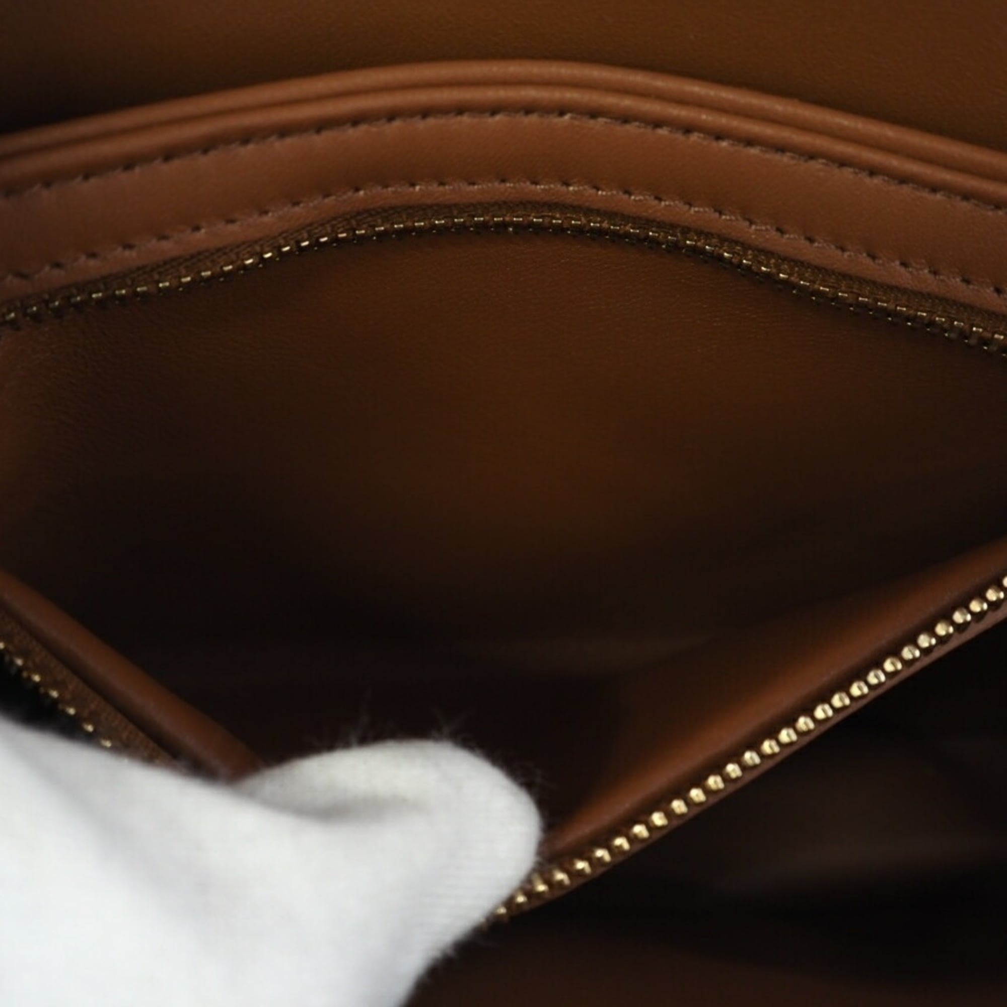 Celine Brown White Canvas Shoulder Bag (Pre-Owned)