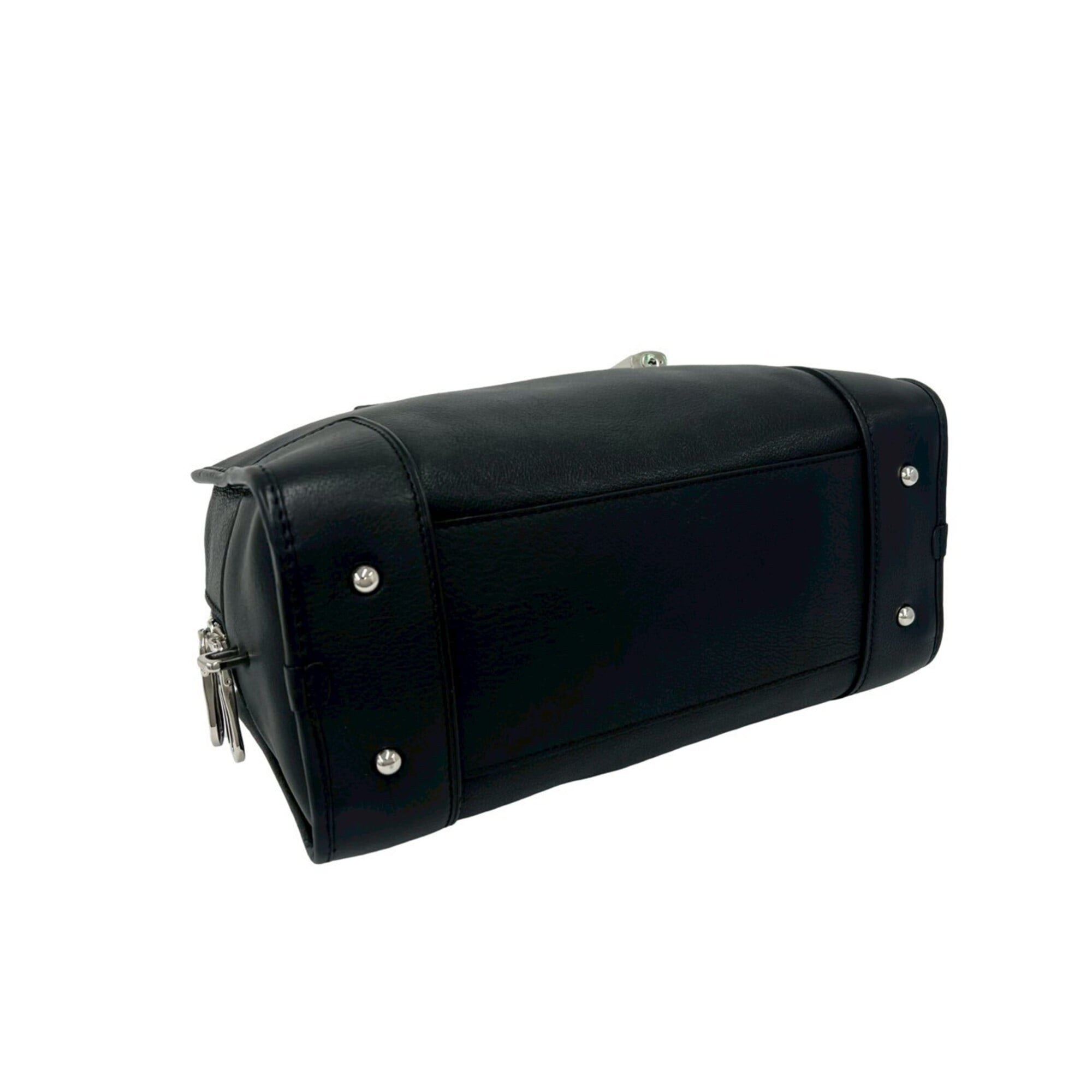 Loewe Black Leather Boston Bag Handbag (Pre-Owned)