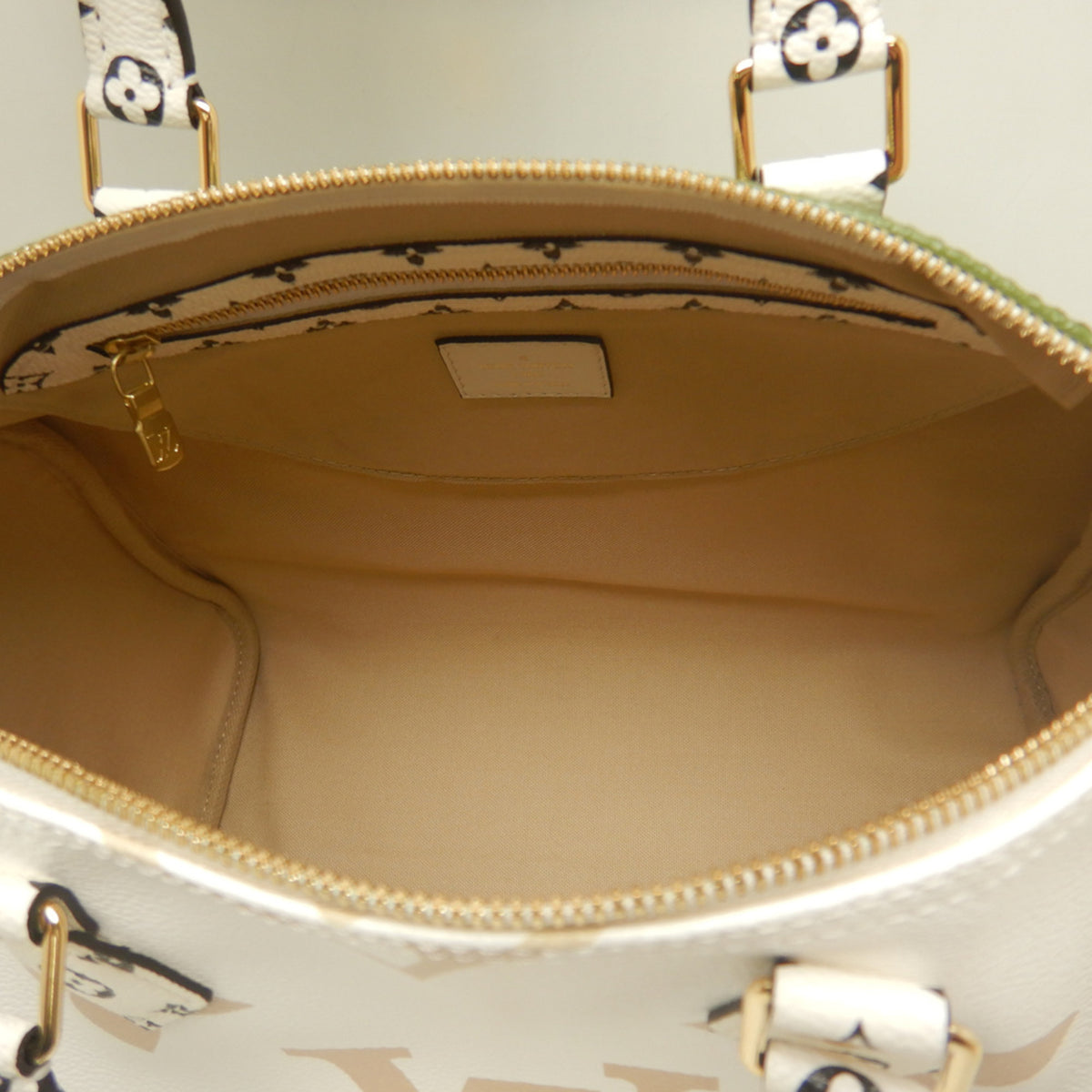 Louis Vuitton Beige Khaki White Coated Canvas Handbag (Pre-Owned)
