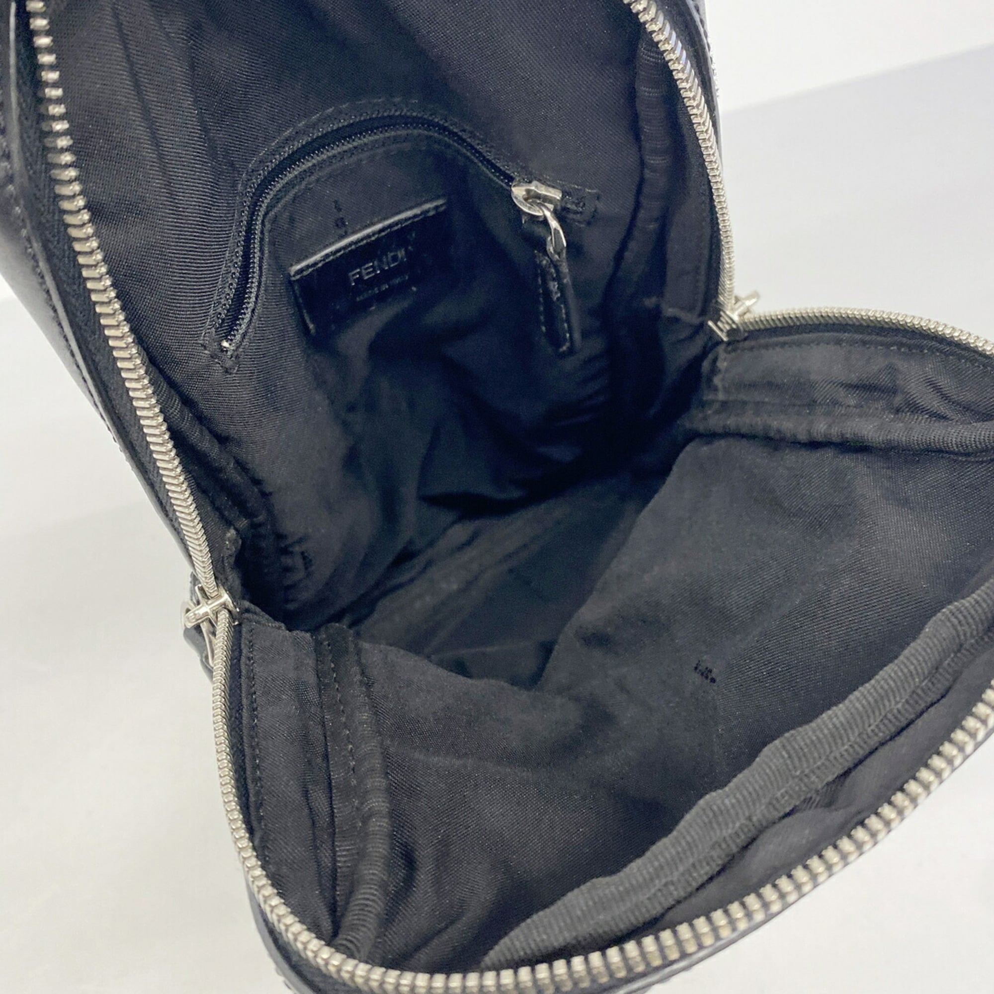 Fendi Black Nylon Leather Sling Bag (Pre-Owned)