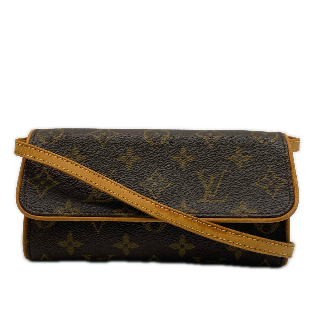 Louis Vuitton Monogram Brown Coated Canvas Leather Pochette Shoulder Bag (Pre-Owned)