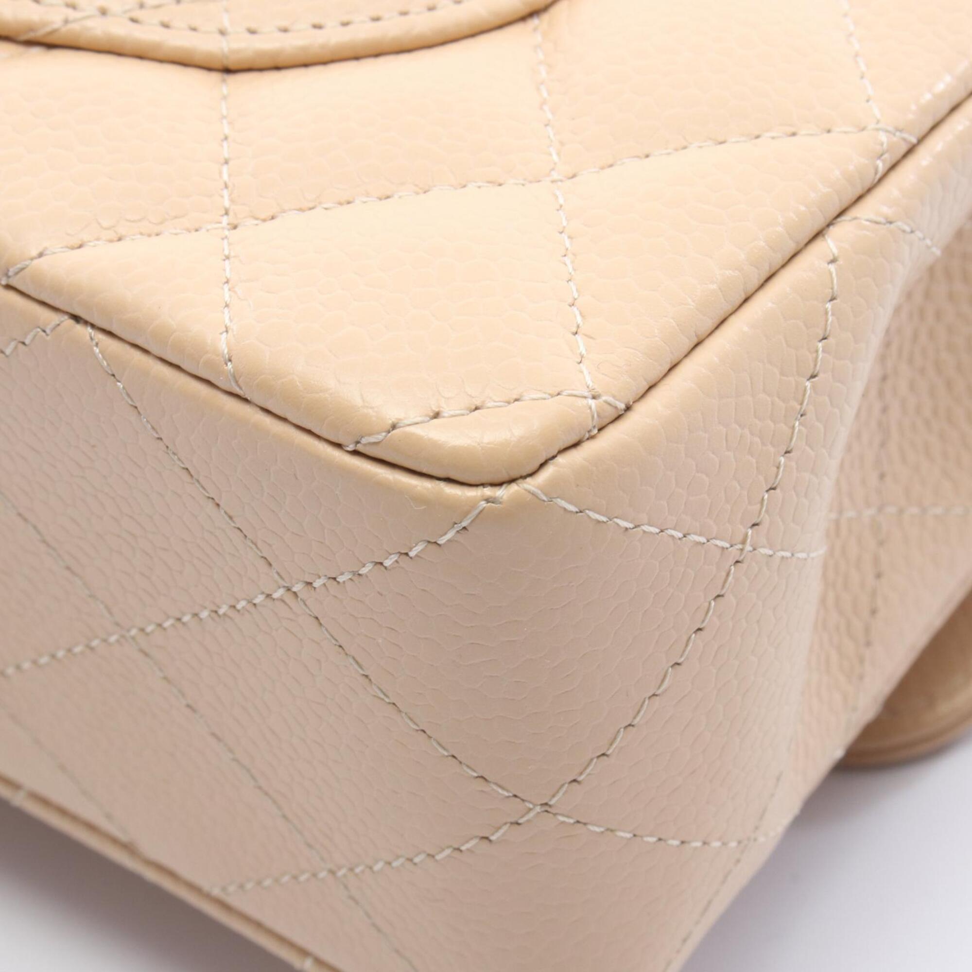 Chanel Beige Grained Calfskin Handbag Shoulder Bag (Pre-Owned)