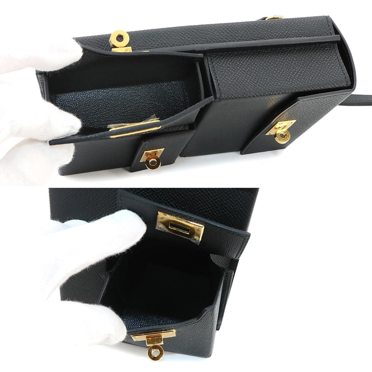 Hermes Black Epsom Leather Handbag Shoulder Bag (Pre-Owned)