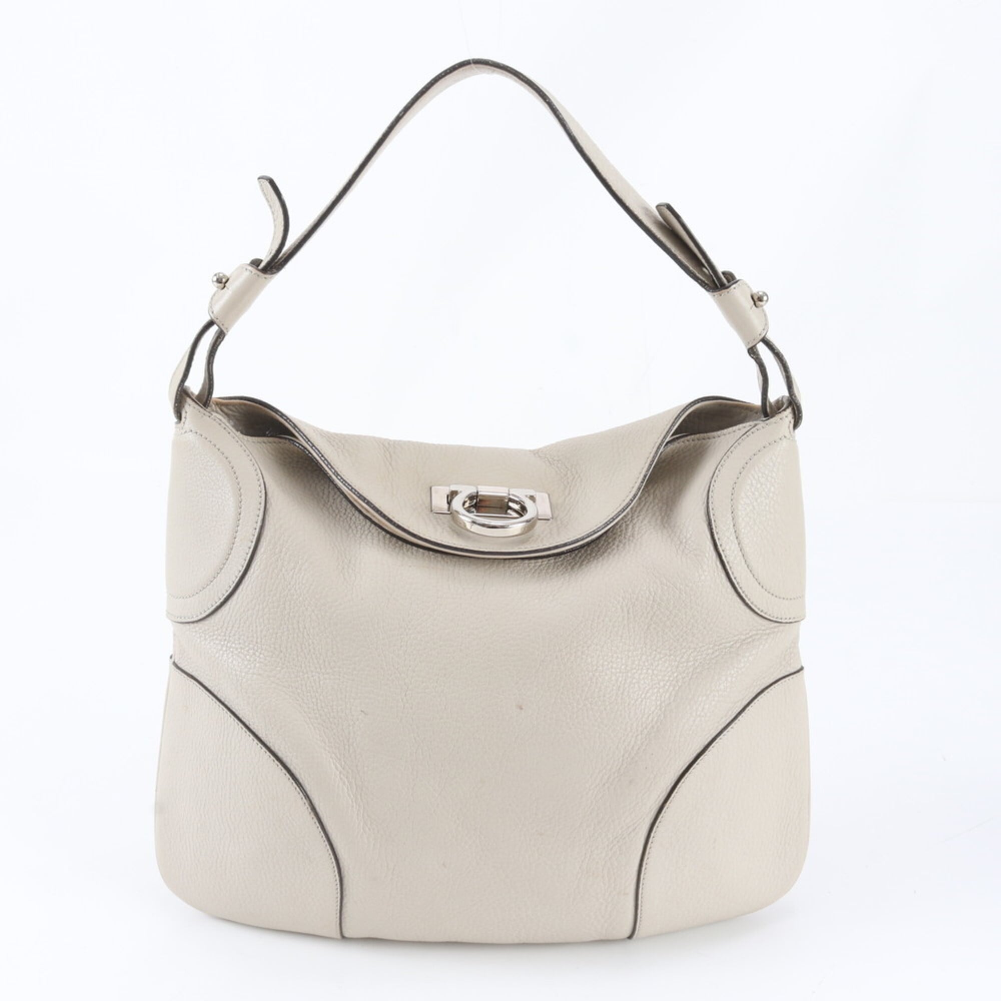 Salvatore Ferragamo Ivory Leather Handbag Shoulder Bag (Pre-Owned)