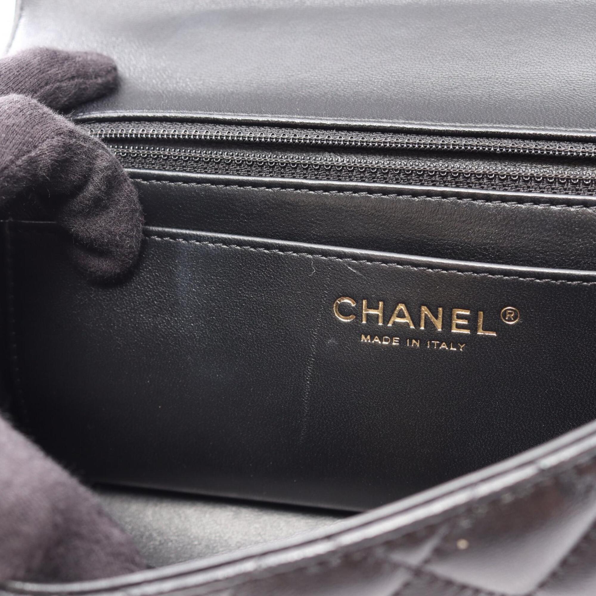 Chanel Black Leather Handbag Shoulder Bag (Pre-Owned)