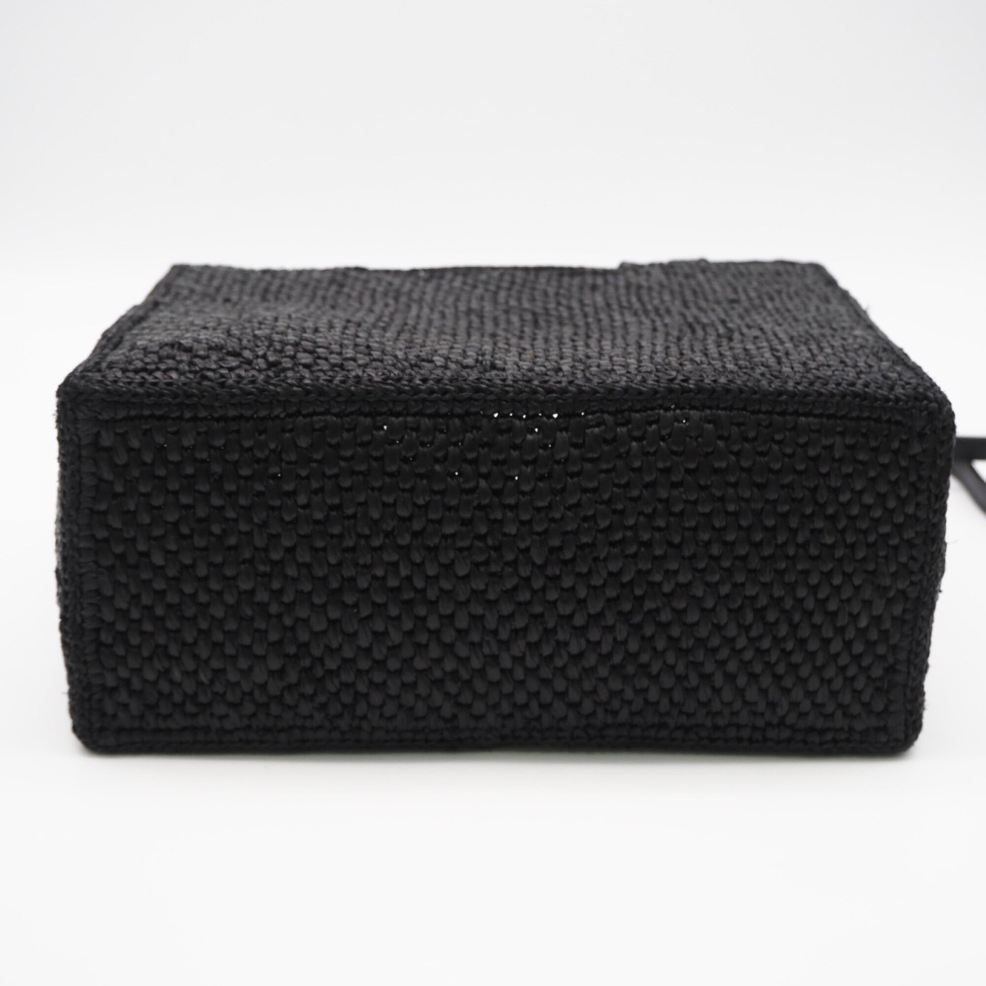 Loewe Black White Raffia Leather Handbag (Pre-Owned)