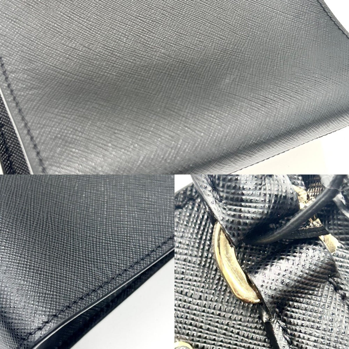 Prada Black Leather Handbag Shoulder Bag (Pre-Owned)