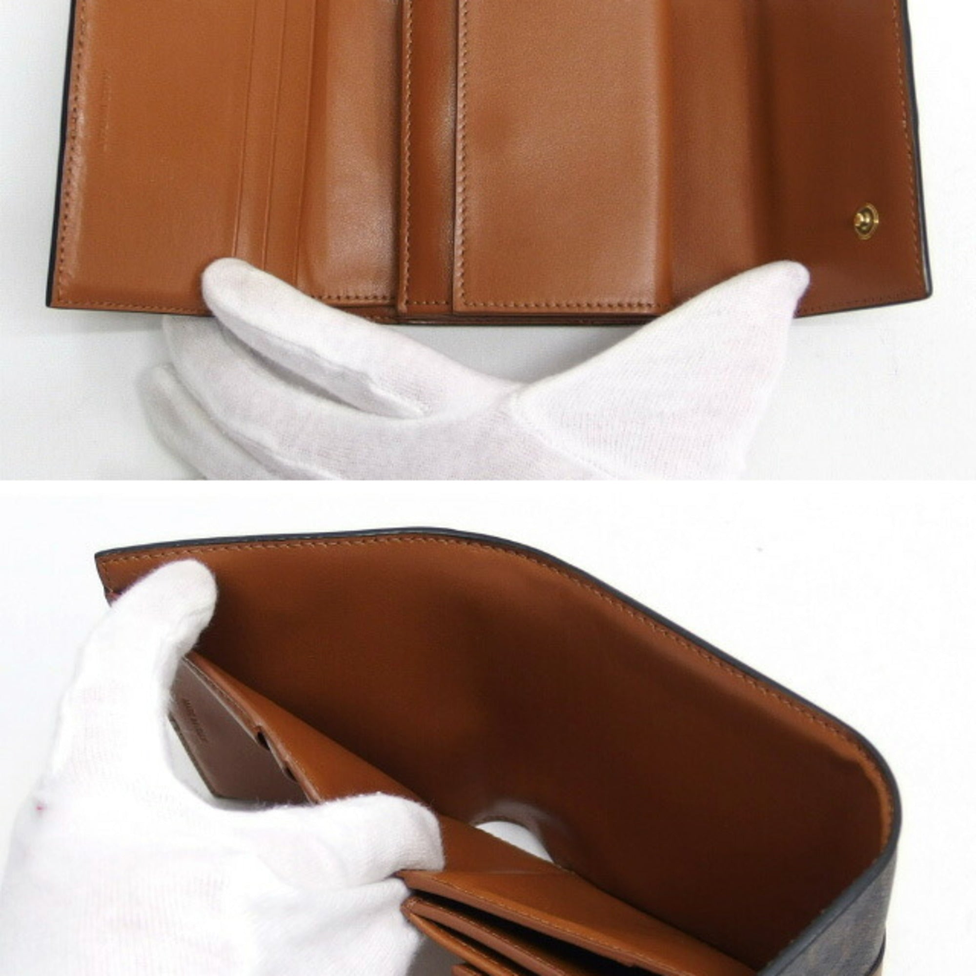 Celine Brown Dark Brown Coated Canvas Leather Wallet (Tri-Fold) (Pre-Owned)