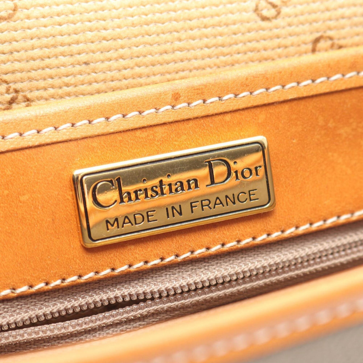 Christian Dior Brown Gray Coated Canvas Leather Handbag Shoulder Bag (Pre-Owned)