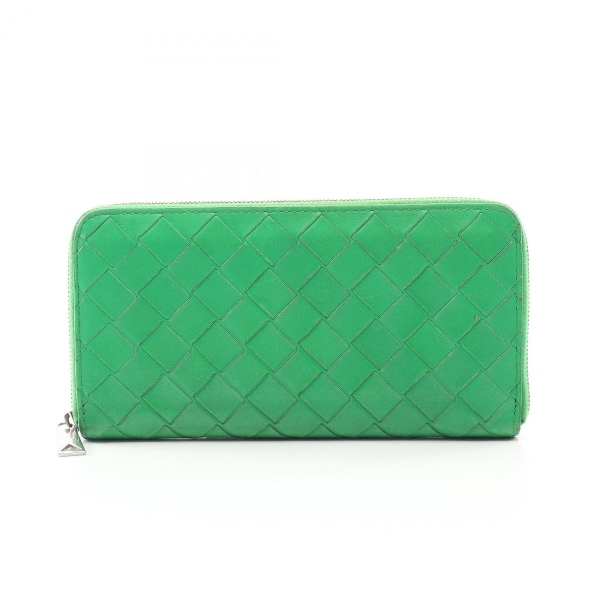 Bottega Veneta Intrecciato Green Leather Long Wallet (Bi-Fold) (Pre-Owned)