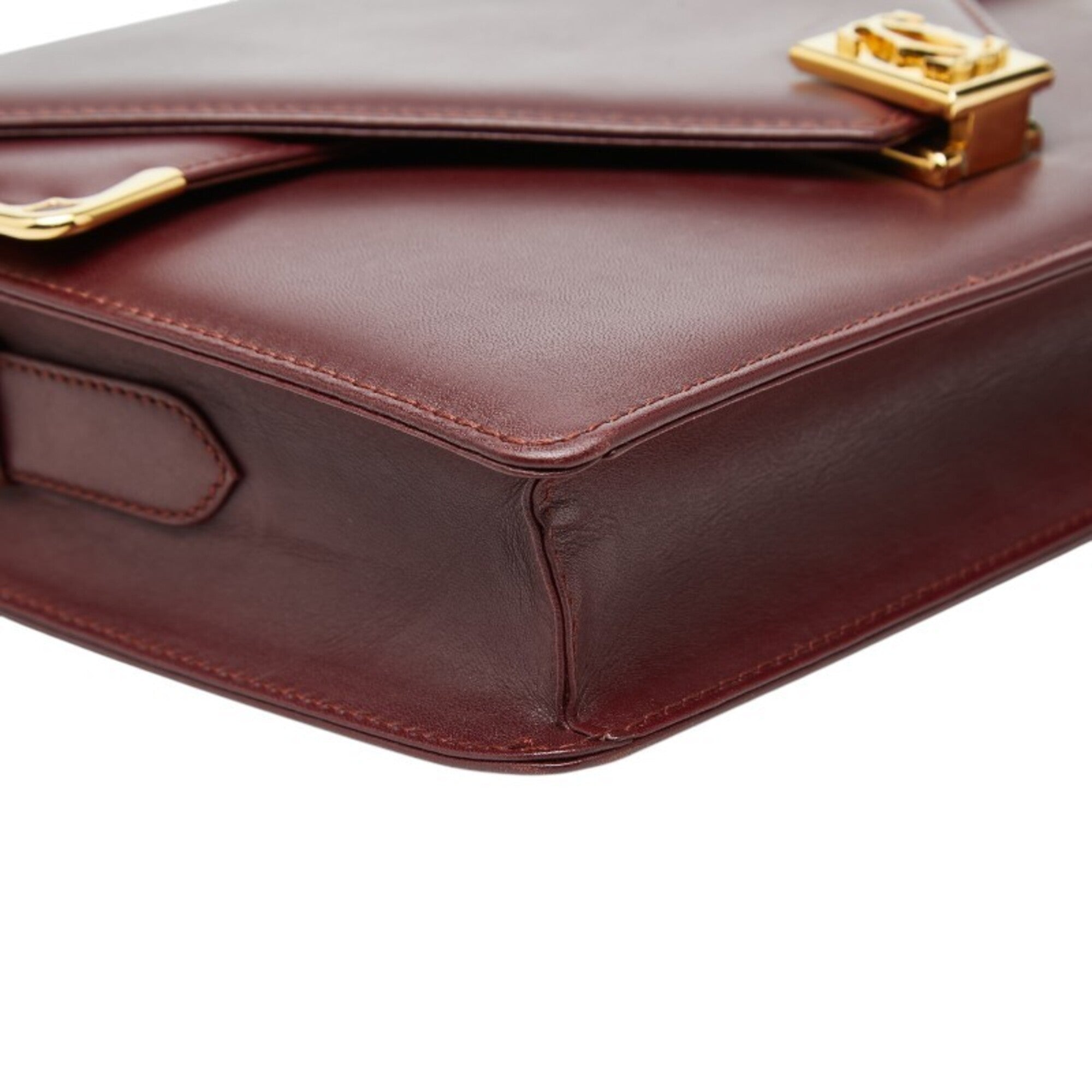 Cartier Must Bordeaux Wine Red Leather Shoulder Bag (Pre-Owned)