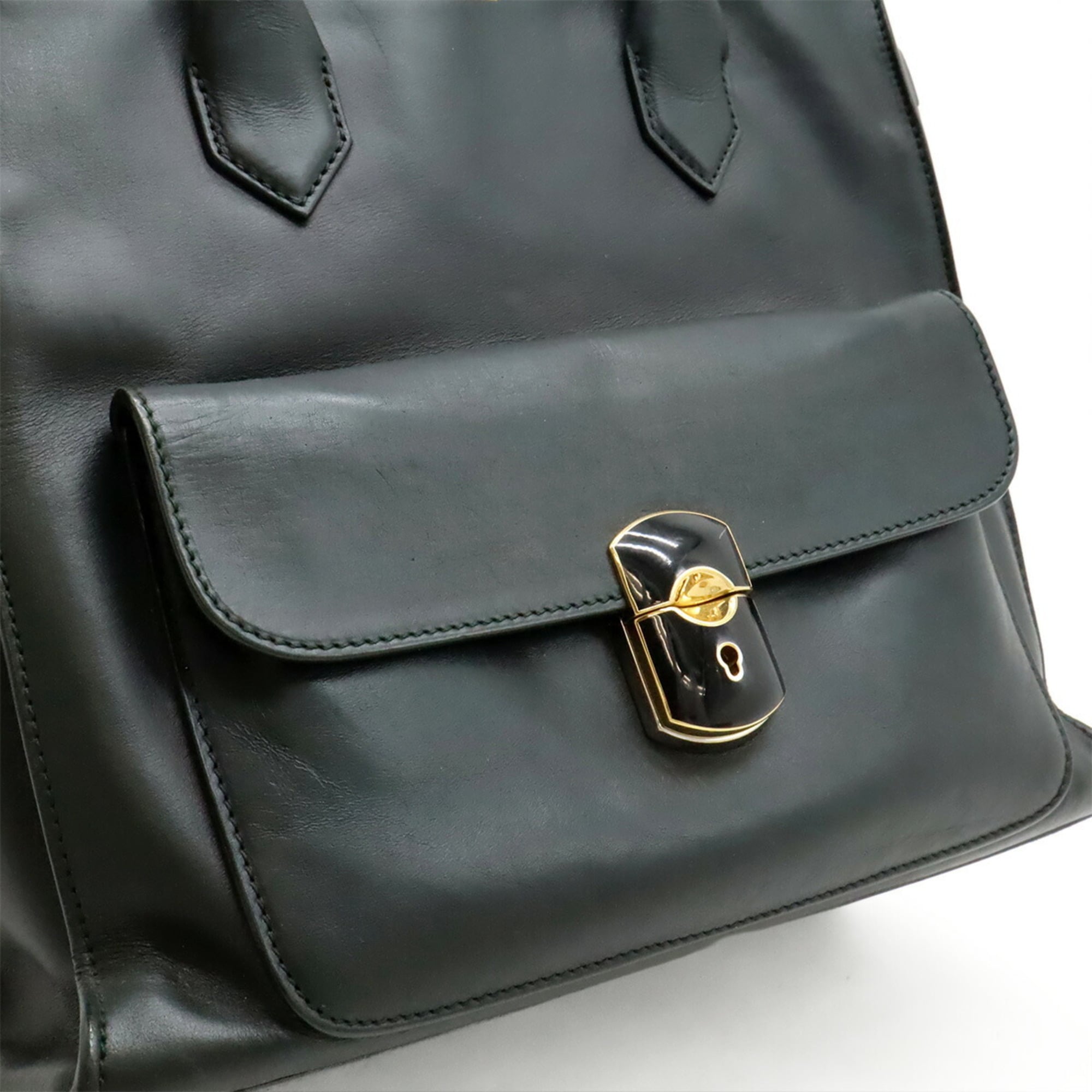 Balenciaga Dark Green Leather Handbag Shoulder Bag (Pre-Owned)