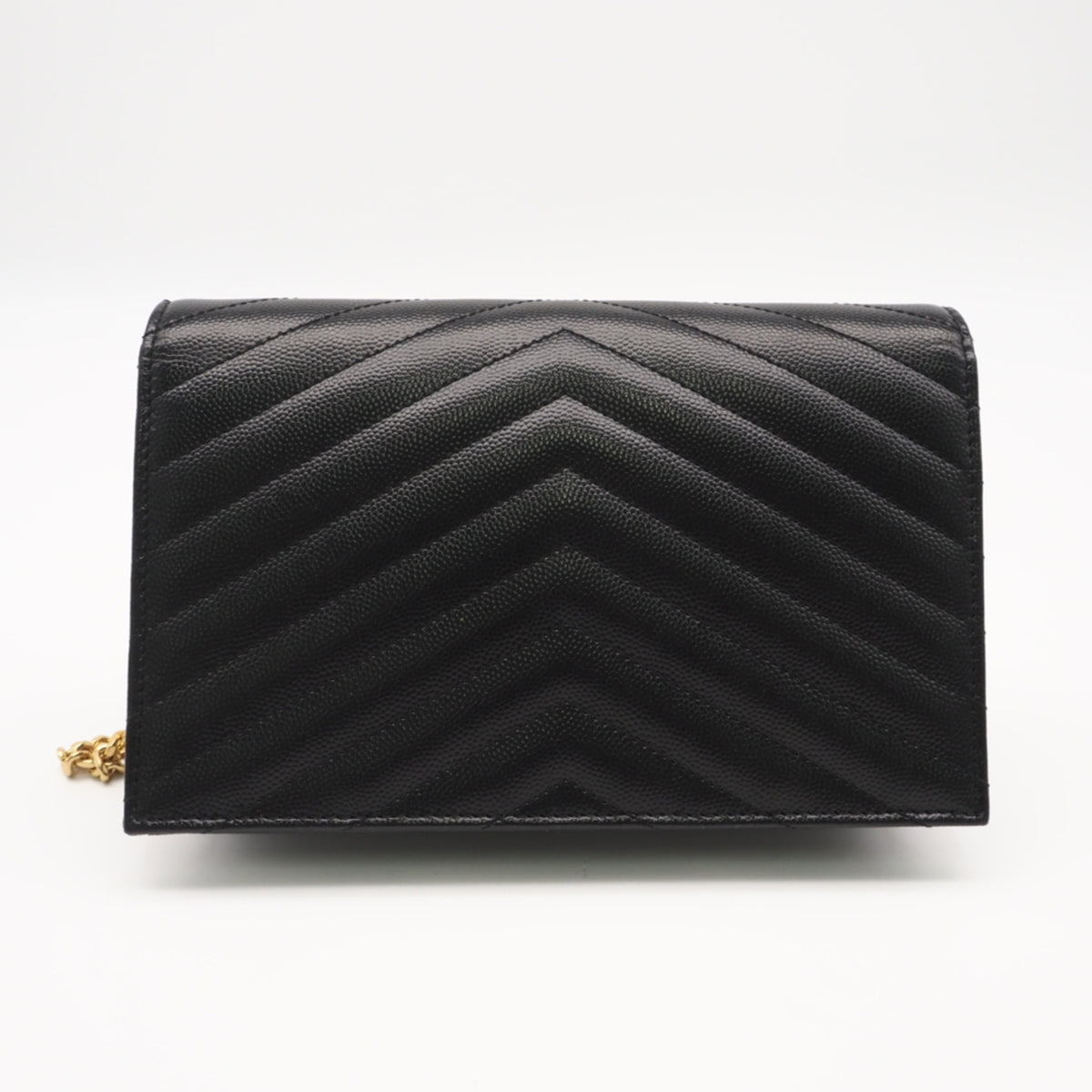 Yves Saint Laurent Black Leather Chain/Shoulder Wallet (Pre-Owned)