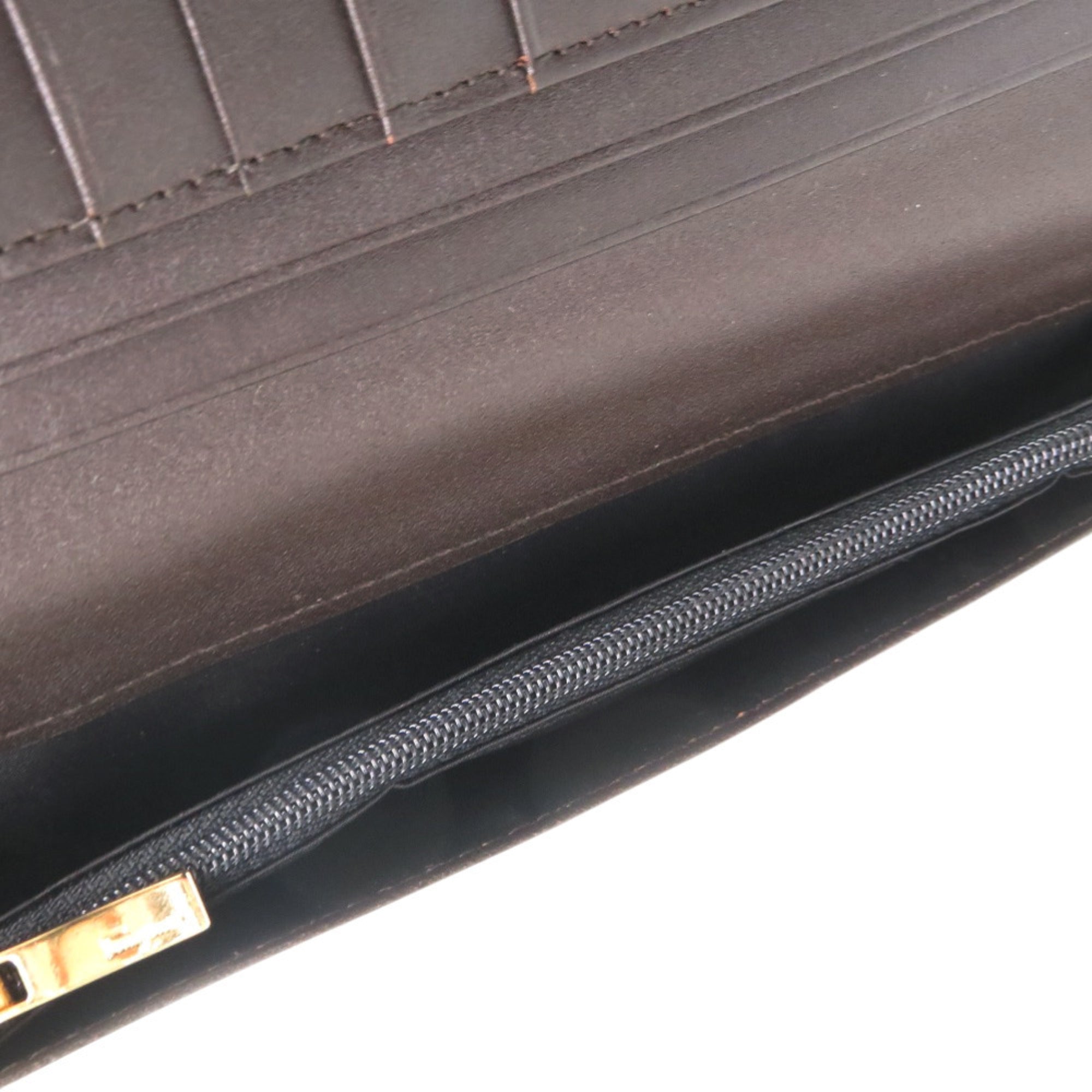 Salvatore Ferragamo Beige Brown Jacquard Leather Long Wallet (Tri-Fold) (Pre-Owned)