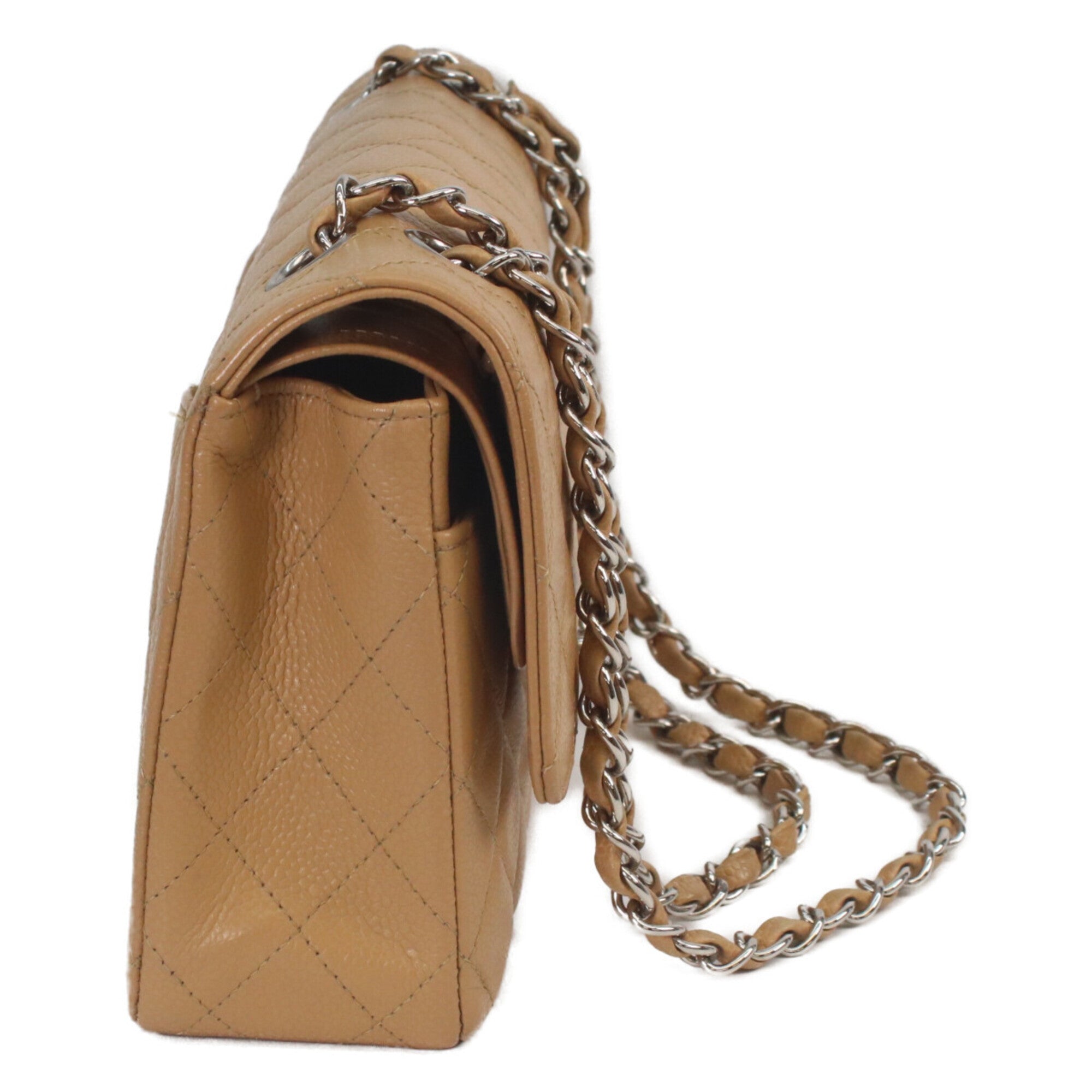Chanel Beige Grained Calfskin Shoulder Bag (Pre-Owned)