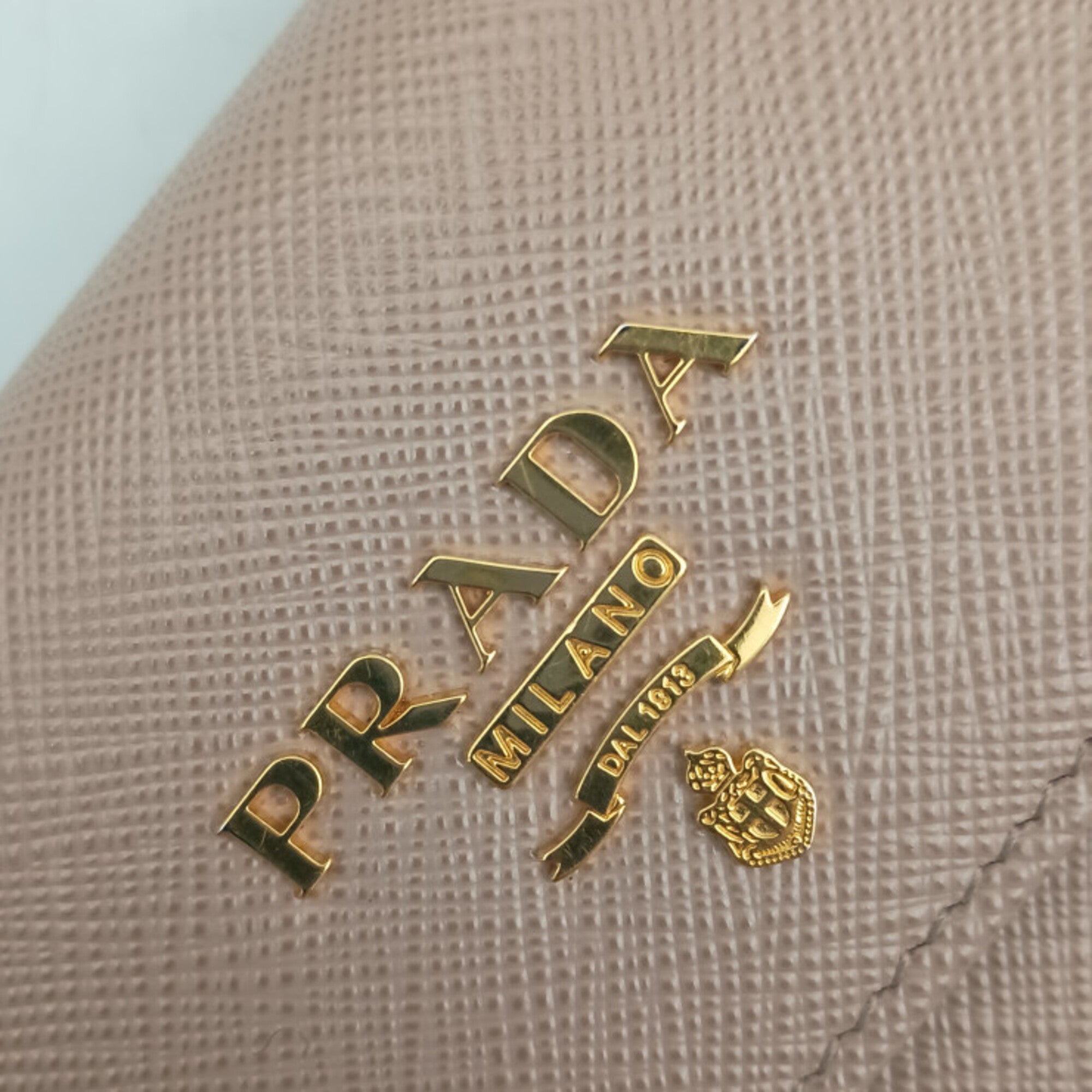 Prada Beige Saffiano Metal Wallet (Tri-Fold) (Pre-Owned)