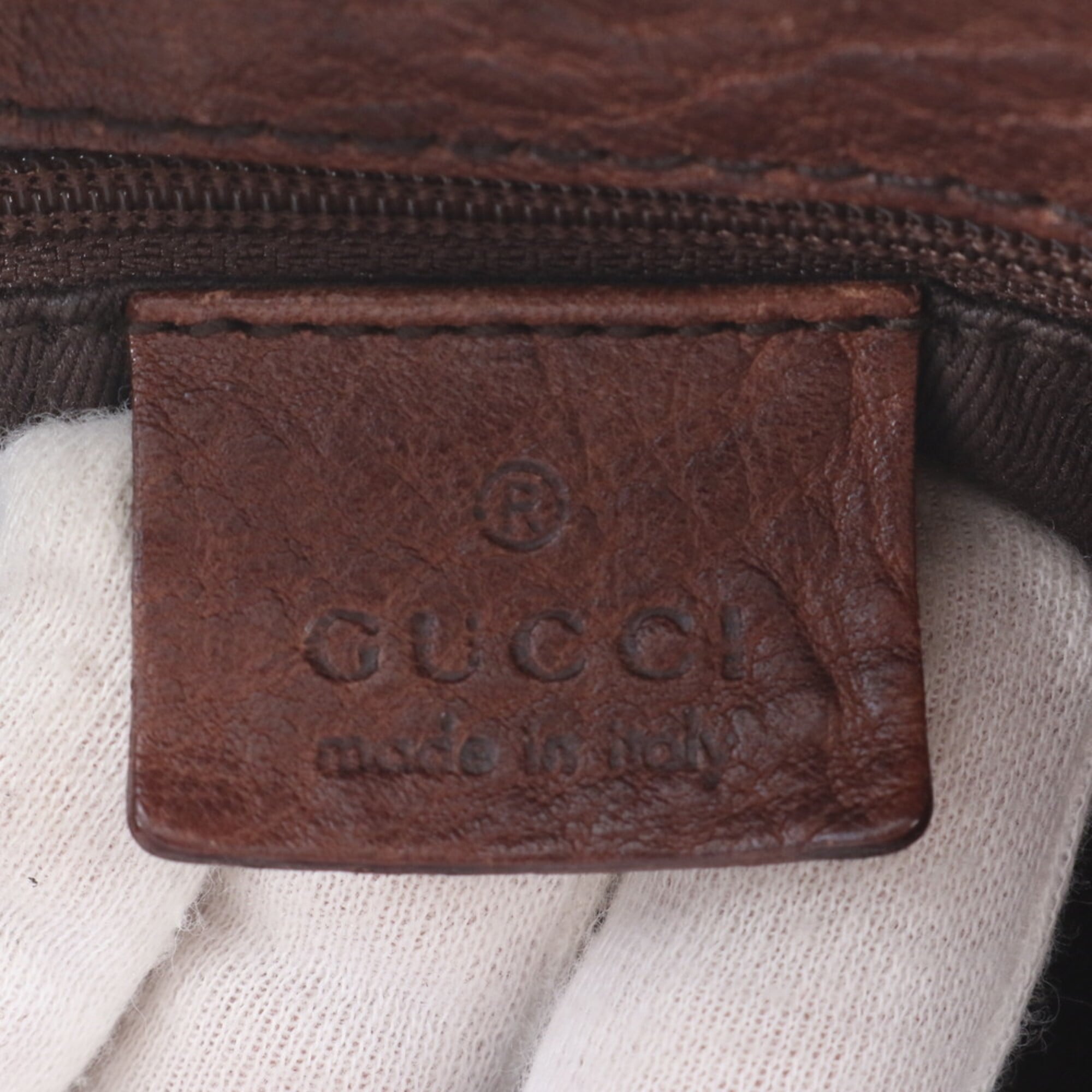 Gucci Brown Leather Canvas Handbag Tote Bag (Pre-Owned)