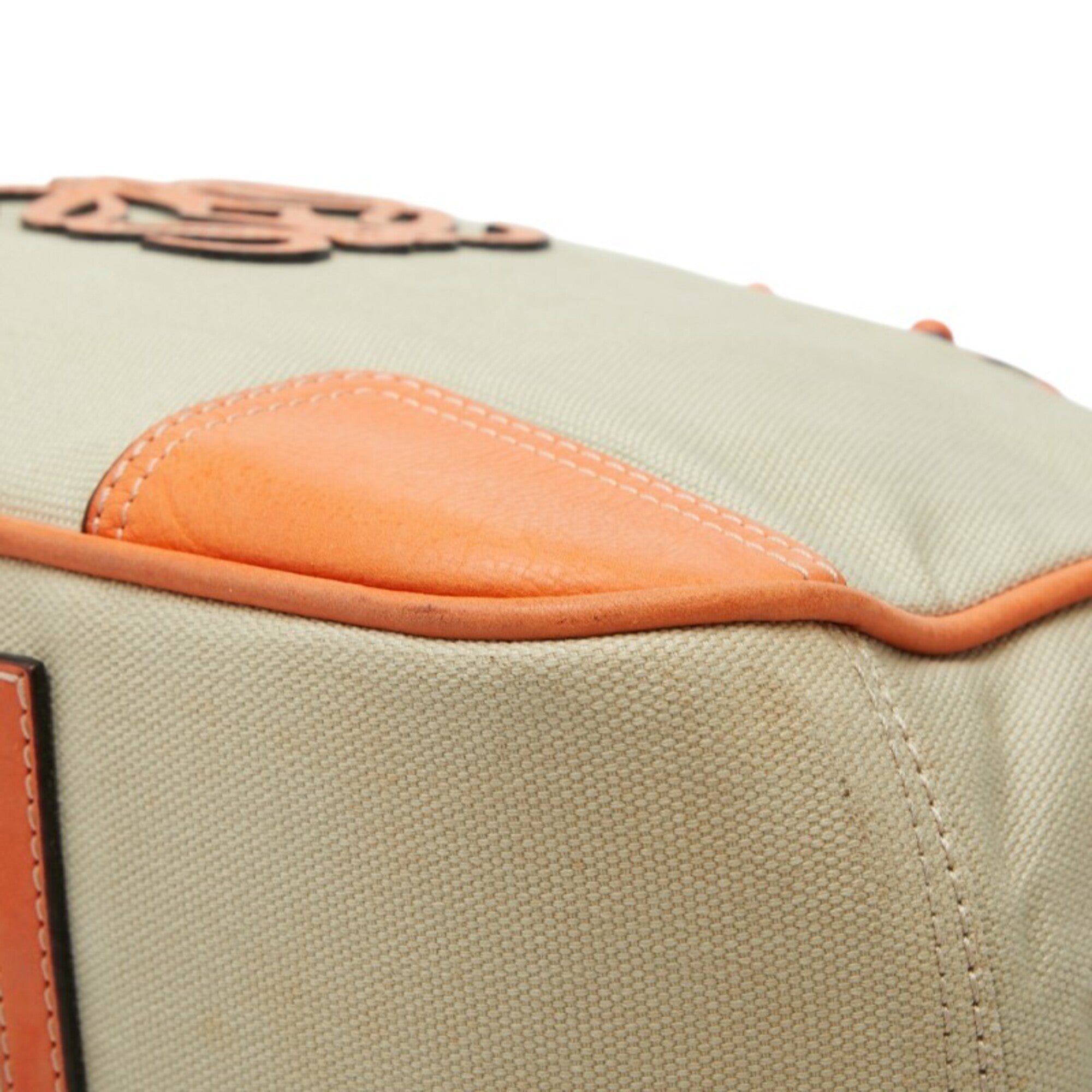 Loewe Beige Orange Canvas Leather Shoulder Bag Tote Bag (Pre-Owned)