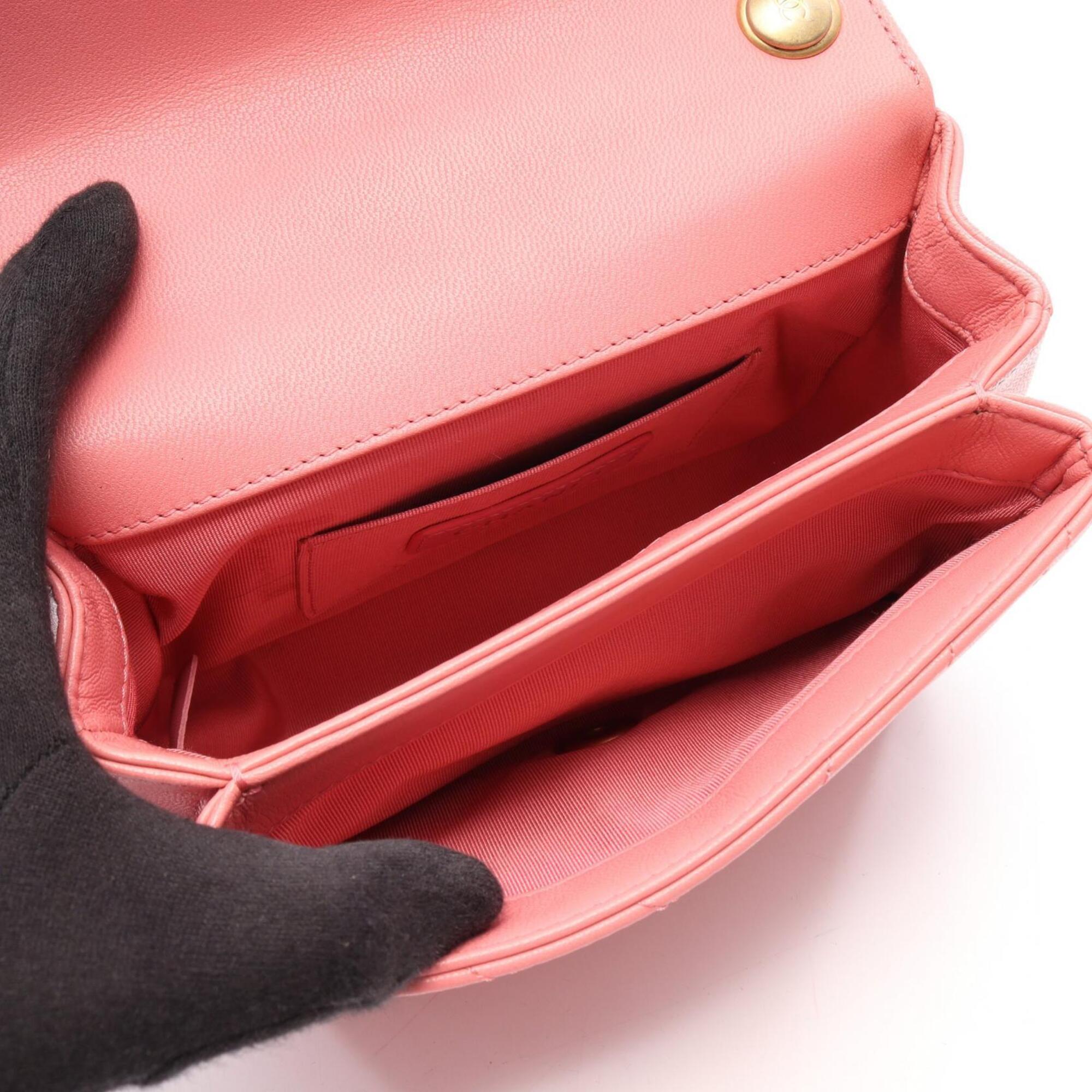 Chanel Pink Leather Handbag Shoulder Bag (Pre-Owned)