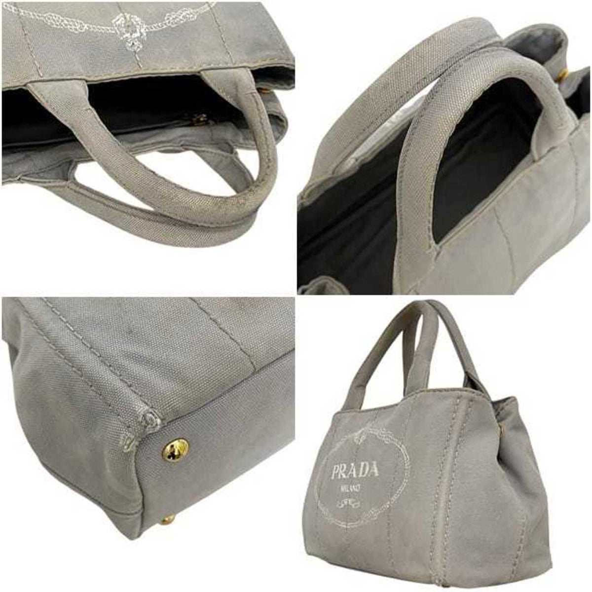 Prada Gray Canvas Tote Bag (Pre-Owned)