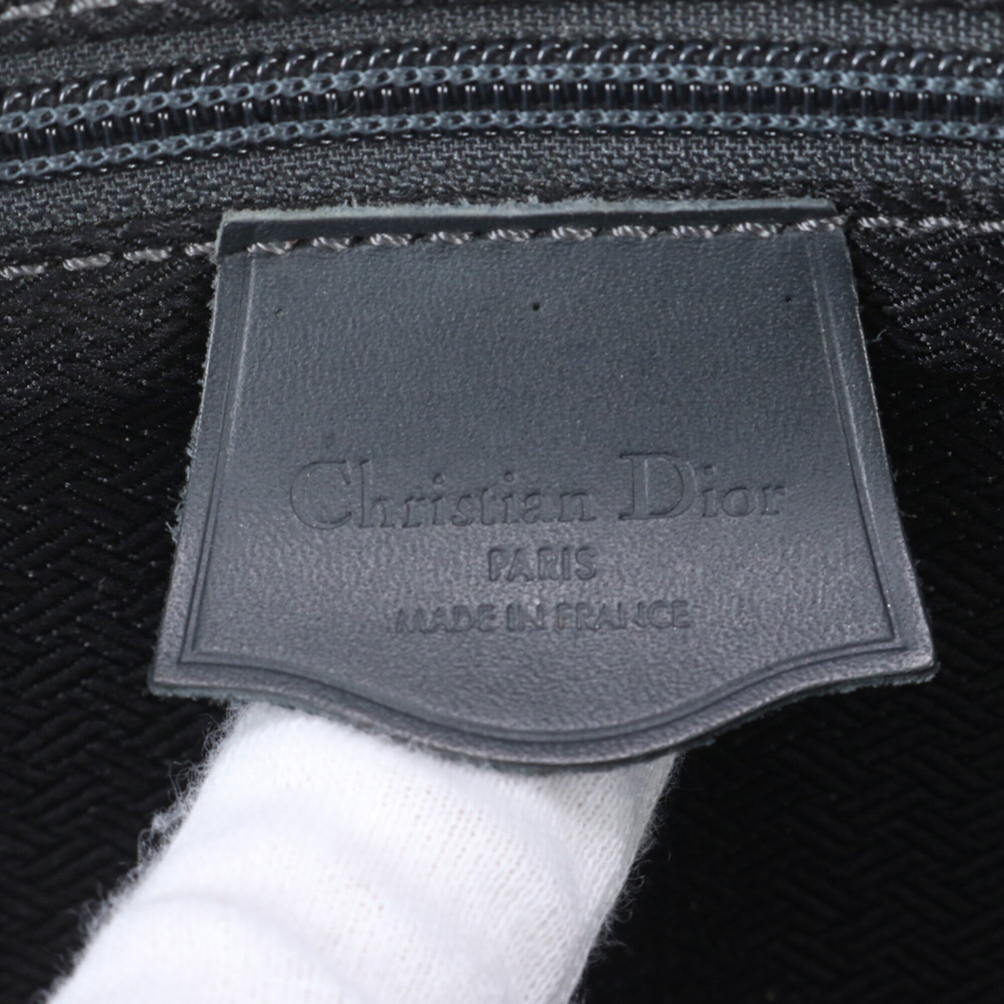 Christian Dior Gray Navy Leather Canvas Messenger Bag Shoulder Bag (Pre-Owned)