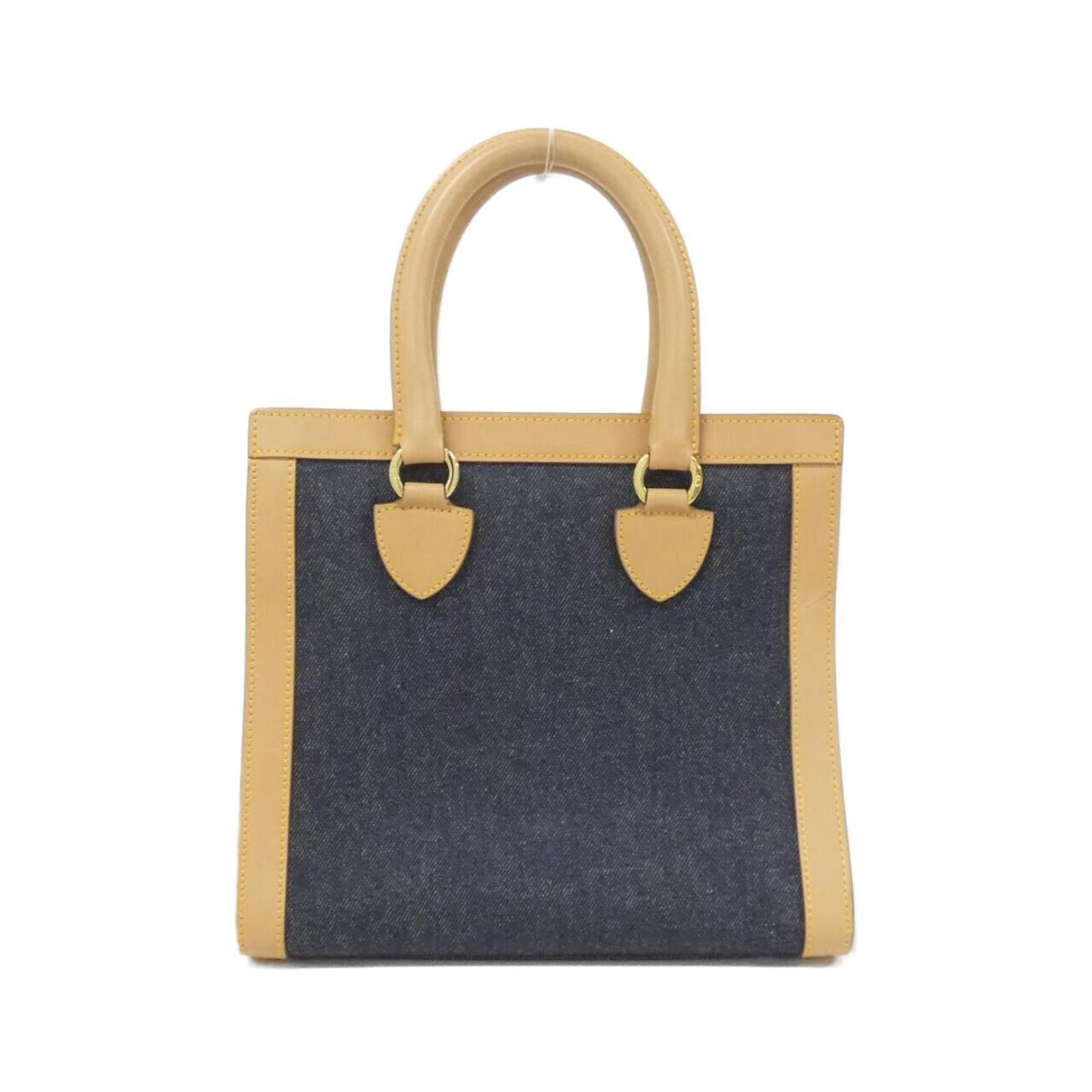 Christian Dior Beige Blue Bordeaux Denim Leather Handbag (Pre-Owned)