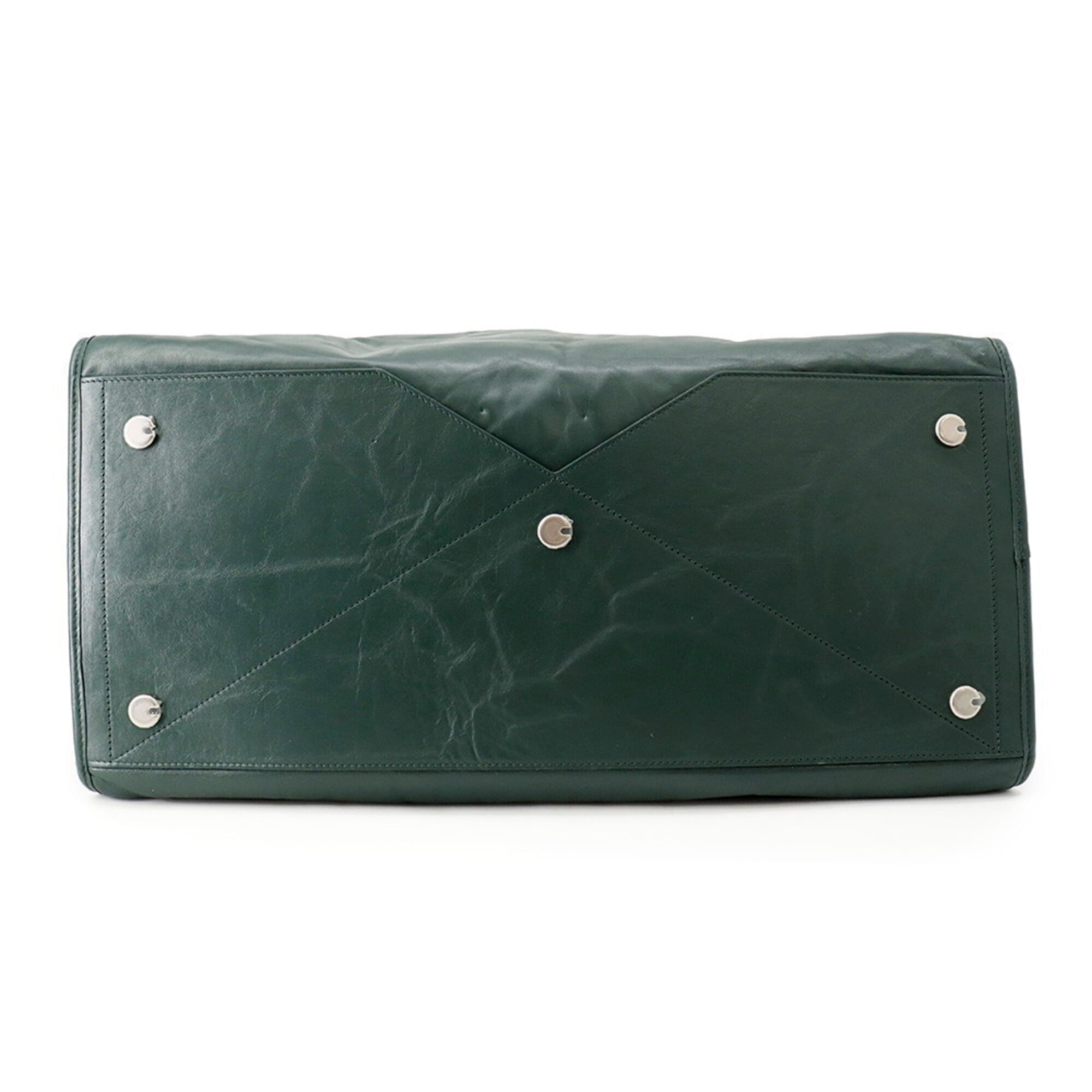 Burberry Blue Dark Green Leather Handbag Shoulder Bag (Pre-Owned)