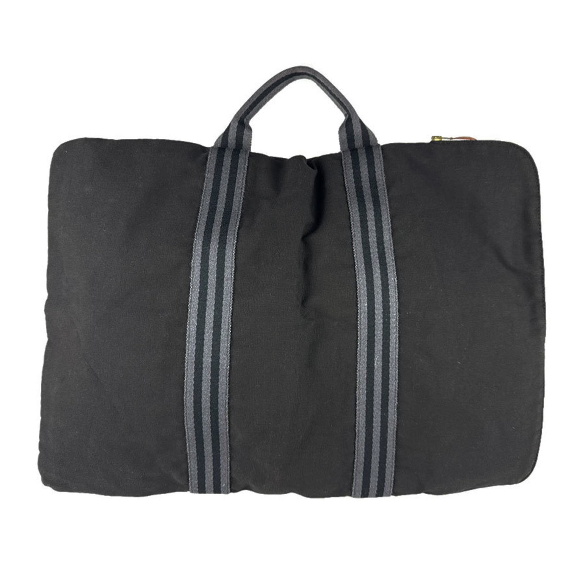 Hermes Black Gray Cotton Briefcase Handbag (Pre-Owned)