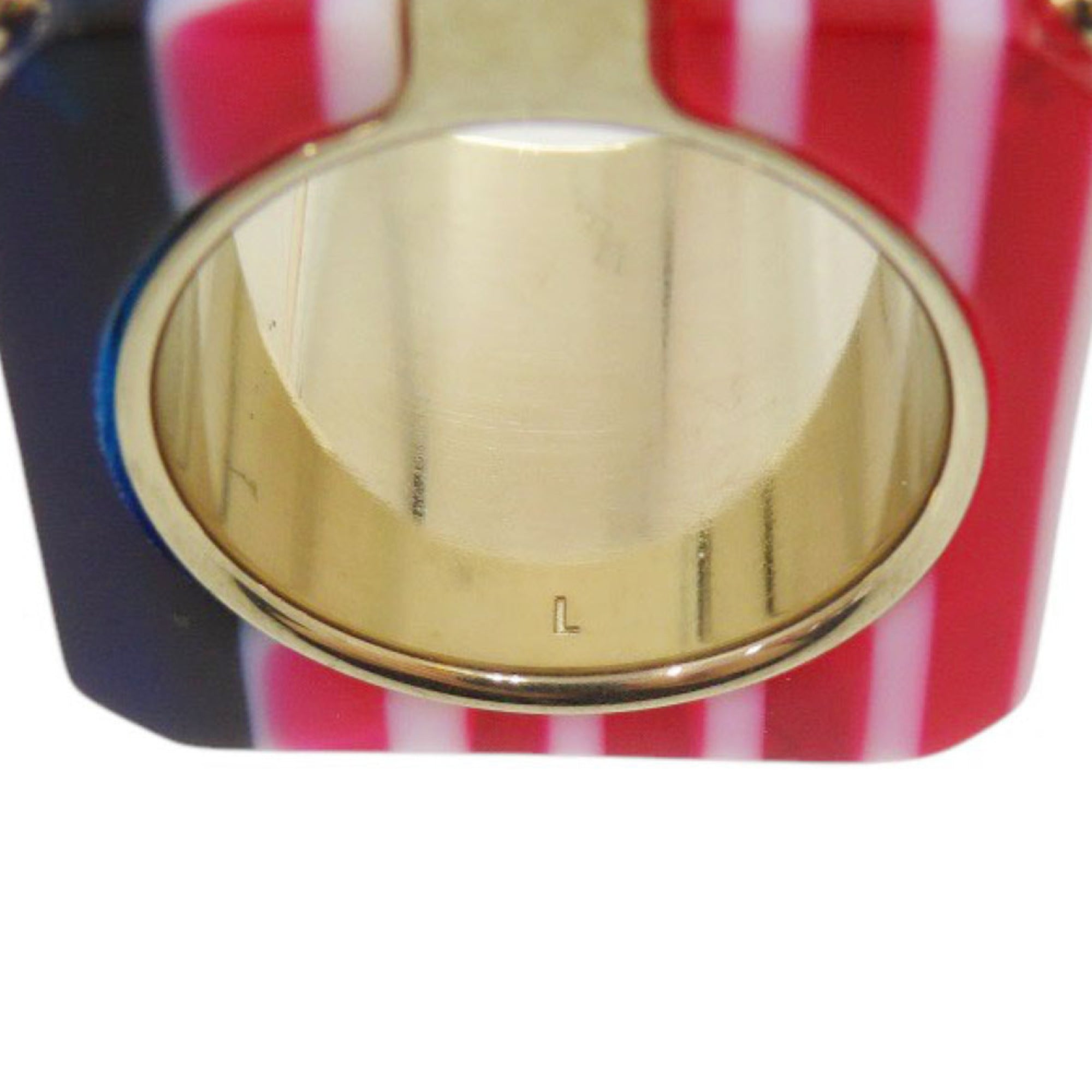Christian Dior Gold Blue Red Color Gold Plating Plastic Band Ring (Pre-Owned)