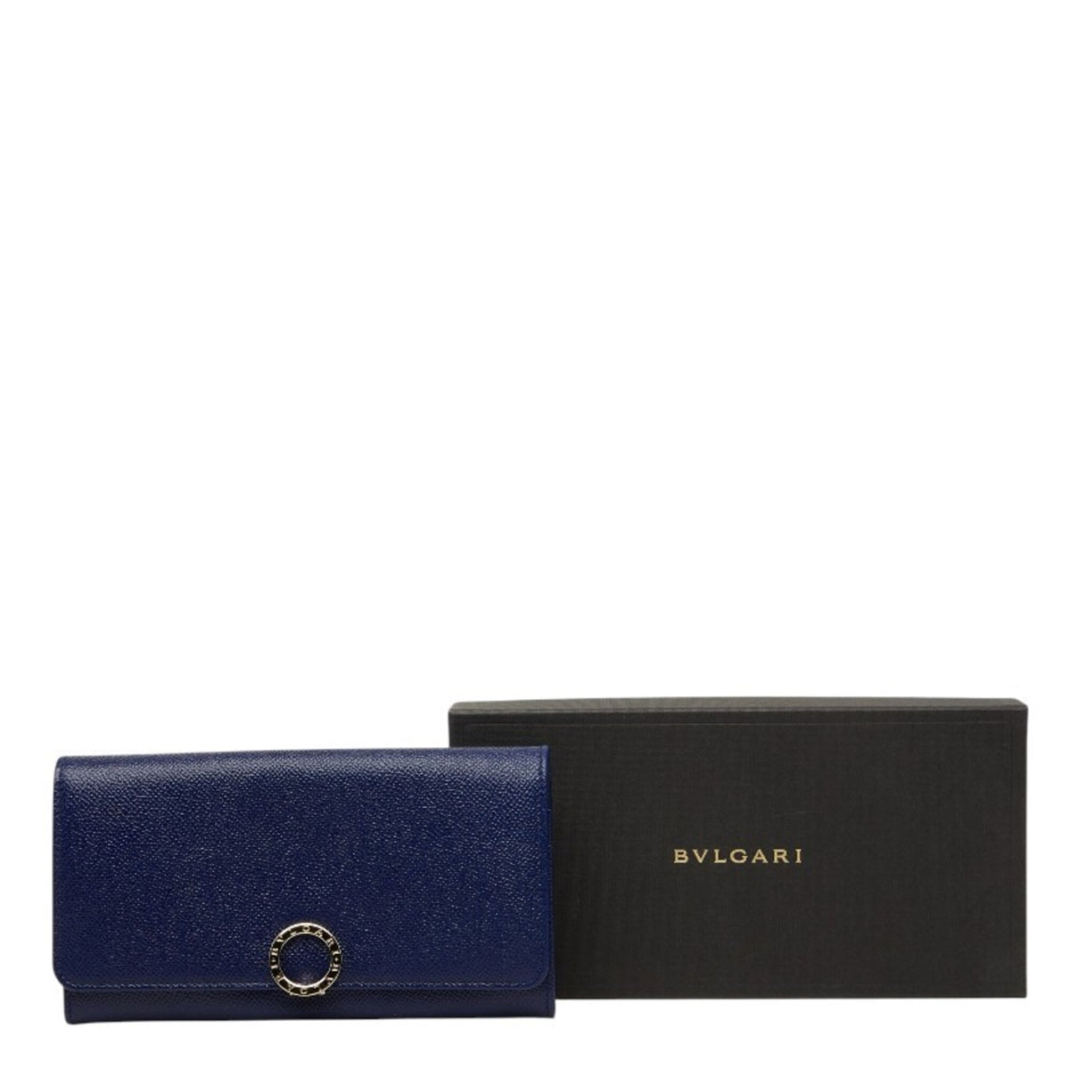 Bvlgari Blue Leather Long Wallet (Bi-Fold) (Pre-Owned)